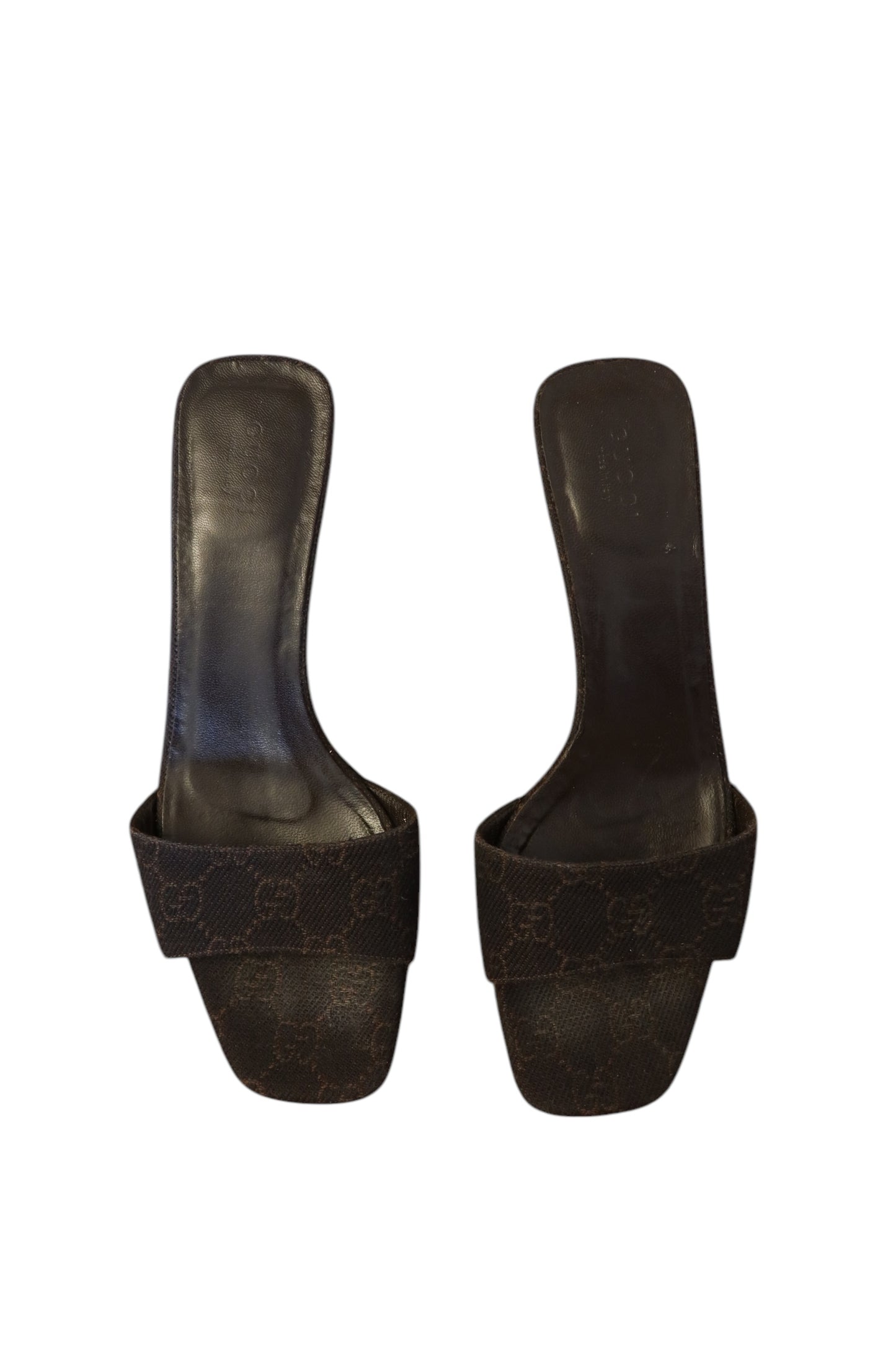 Gucci GG monogram dark brown mules (6.5B)