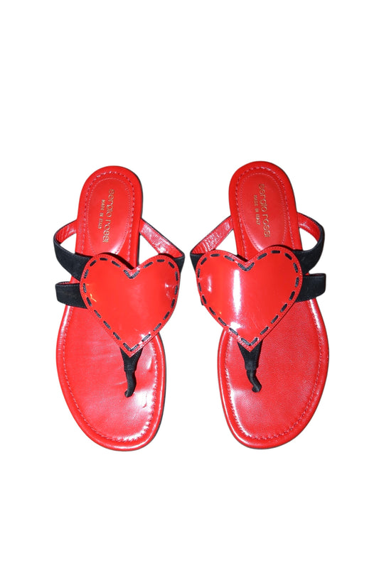 Sergio Rossi red heart sandals (37.5)