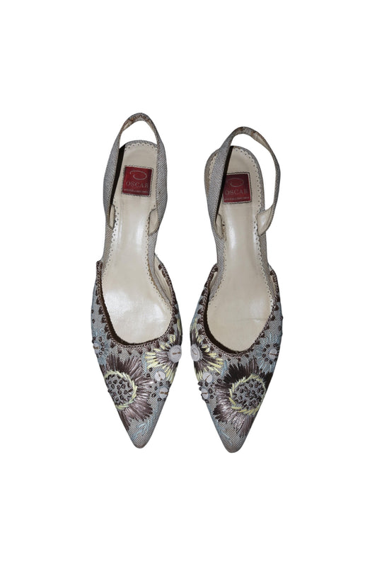 Oscar de la Renta tan floral embroidery slingback heels (9)