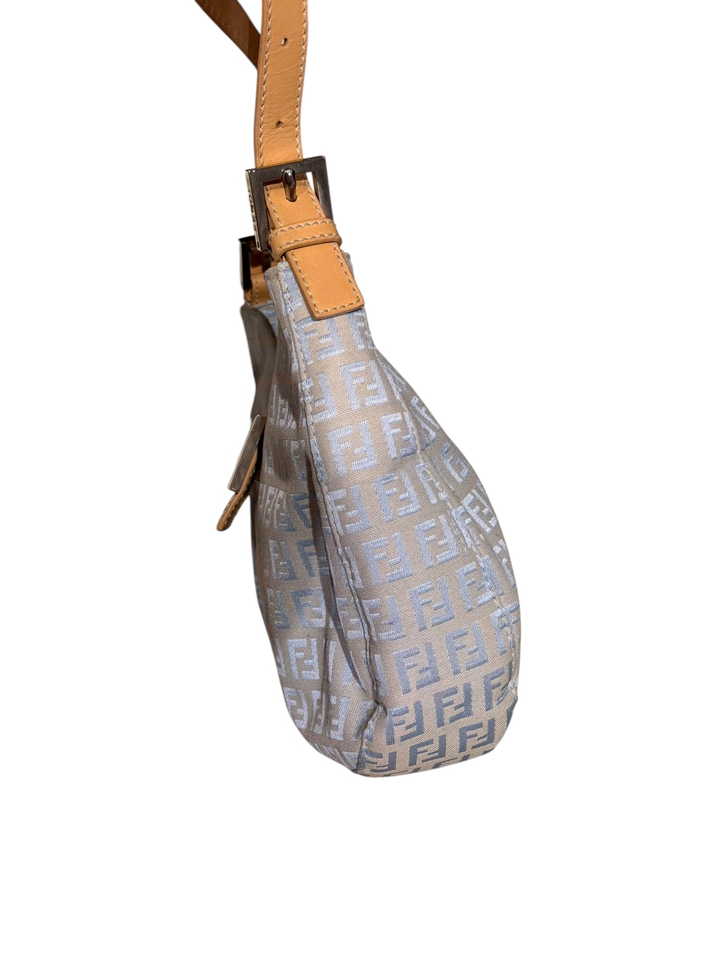 Fendi zucchino blue and beige shoulder bag