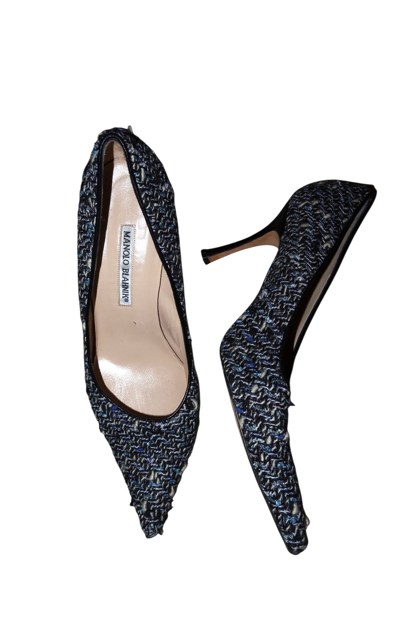 Manolo Blahnik blue tweed heels (39)