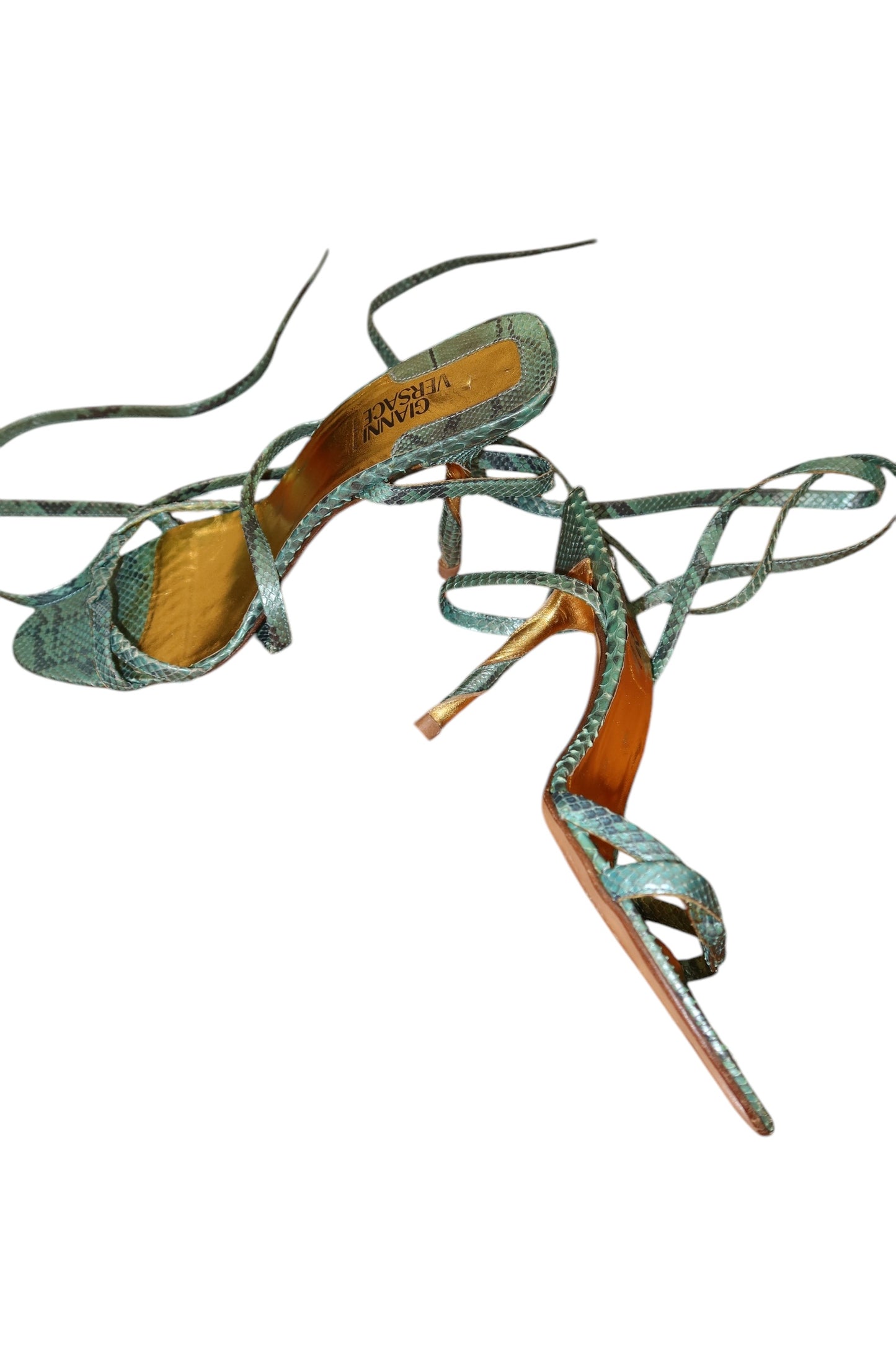 Gianni Versace blue python lace up heels (38)
