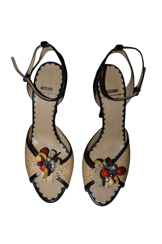Moschino raffia heels with tropical fruit beads (40)