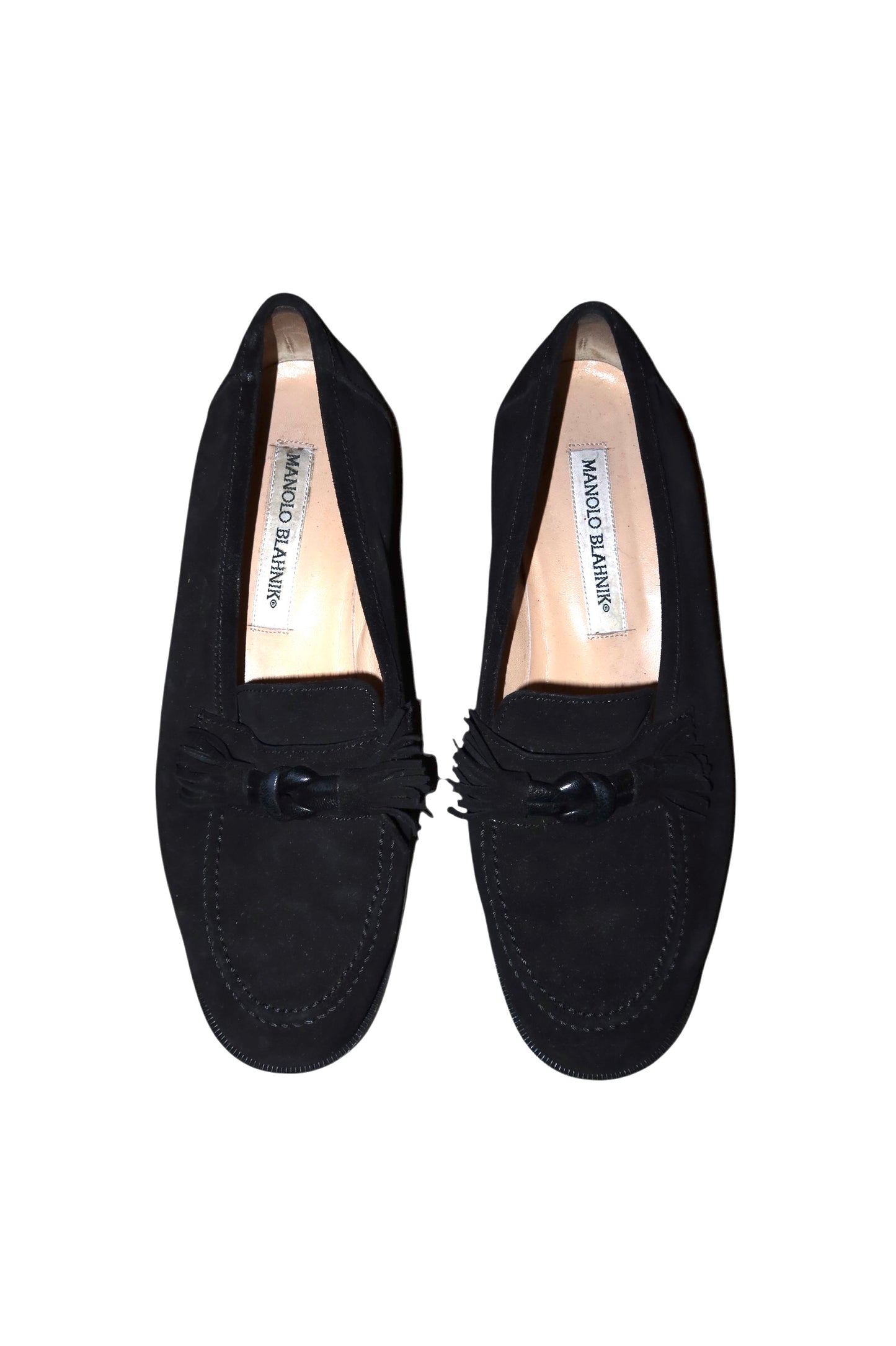 Manolo Blahnik black suede loafers (38)
