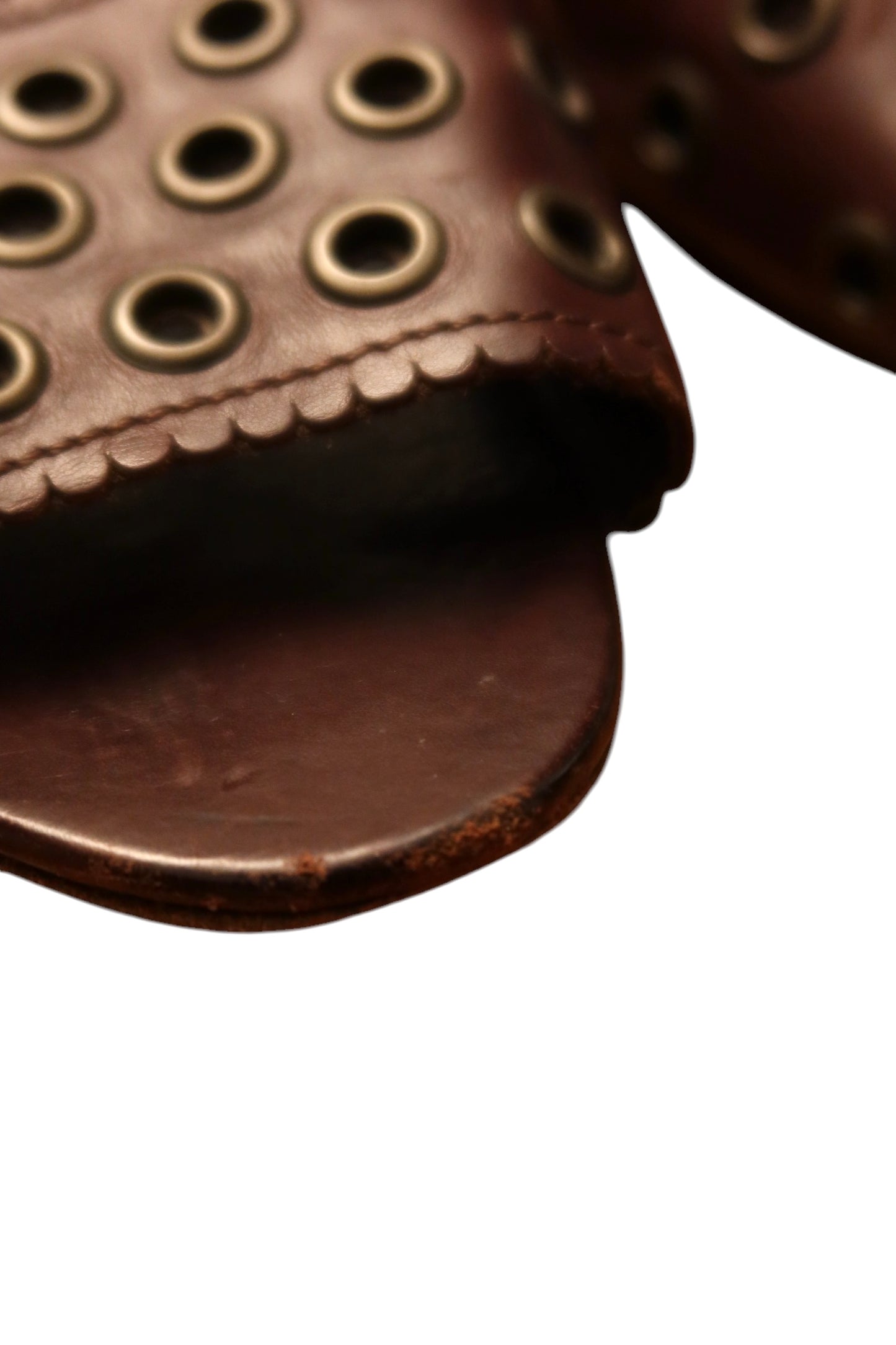 Manolo Blahnik brown grommet heels size 40.5