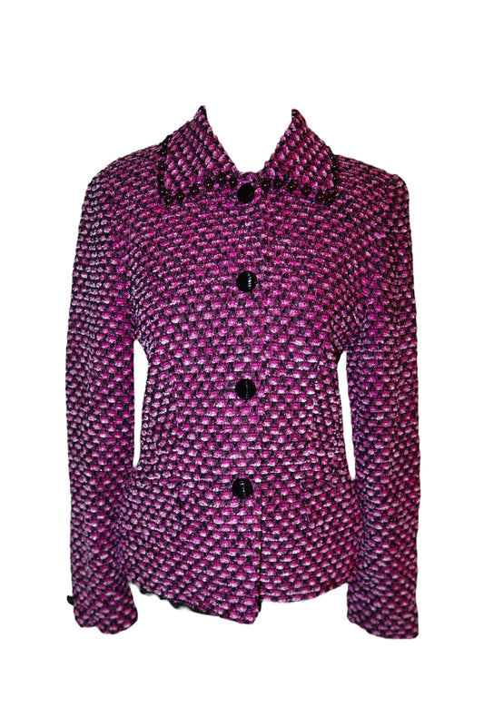 Escada pink and black jacket with black beads