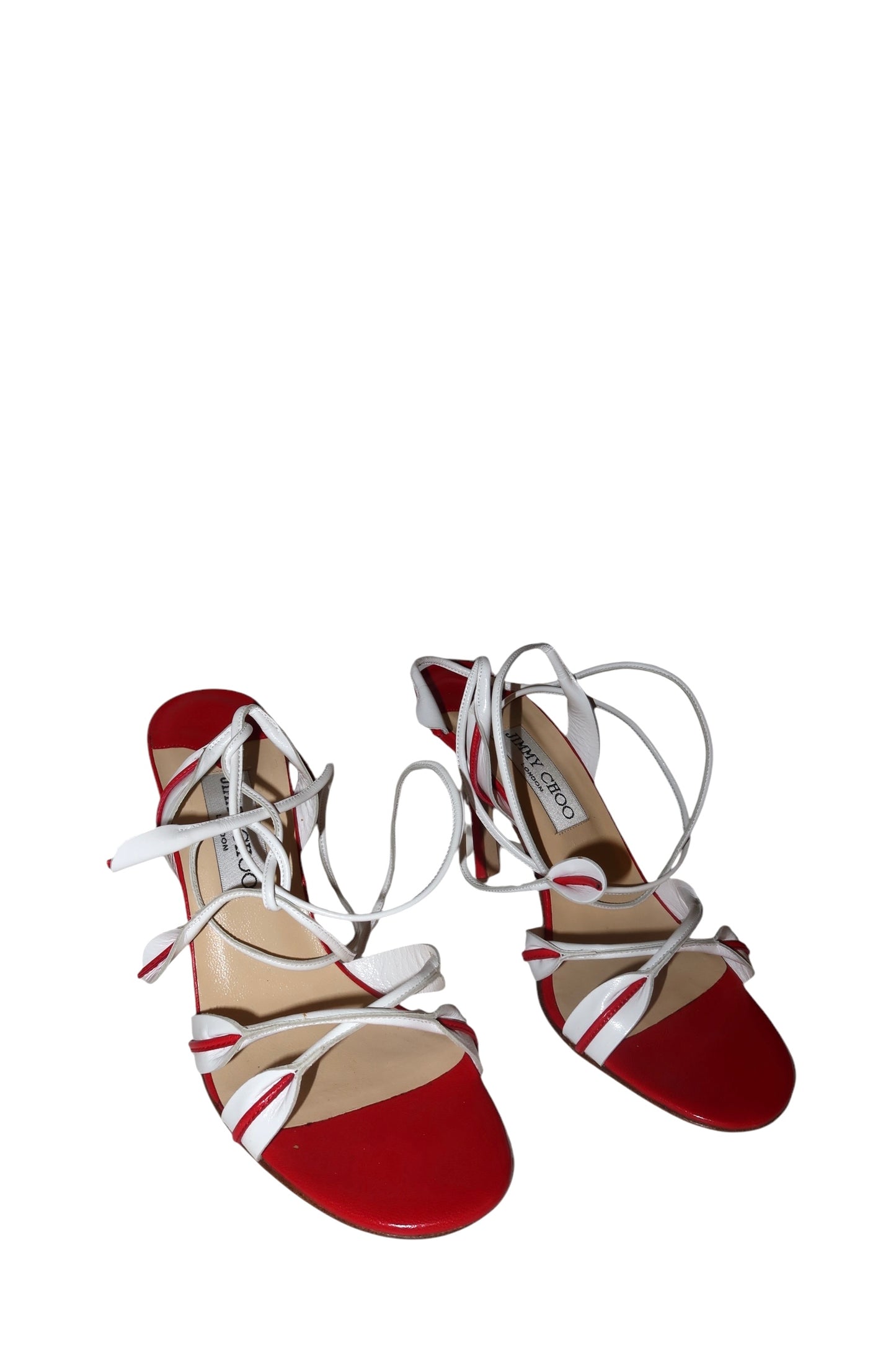 Jimmy Choo red and white strappy heels (37)