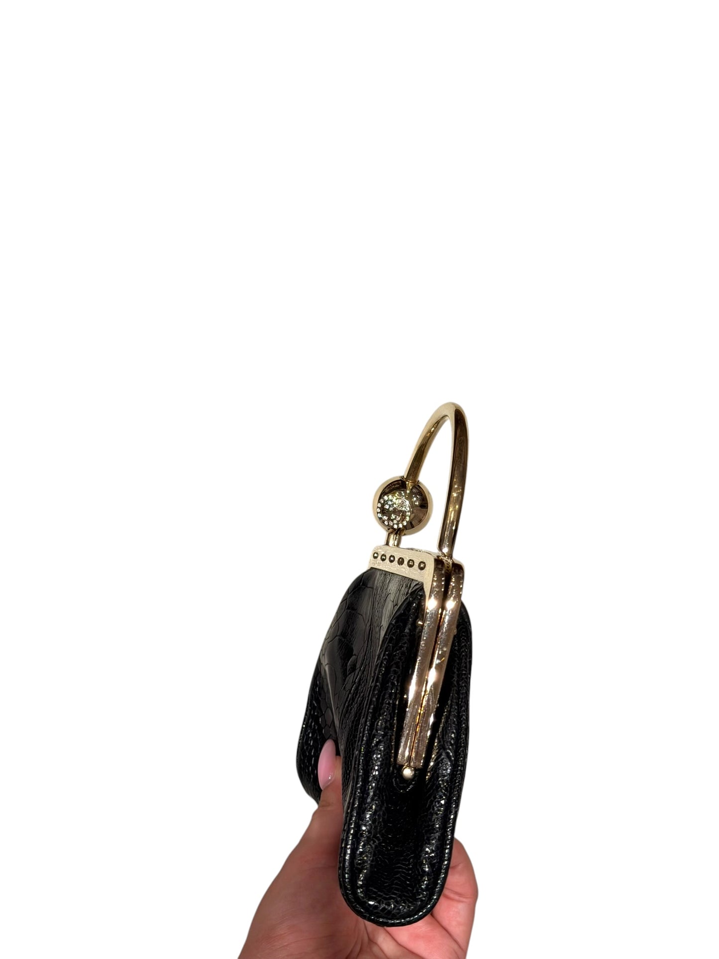 Gucci black alligator mini bag with gg crystal embellished ball closure by Tom Ford