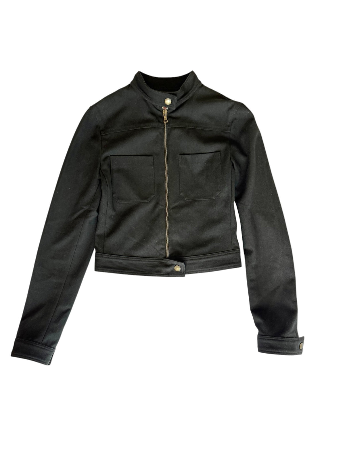 Prada black cropped moto jacket (sz 38)