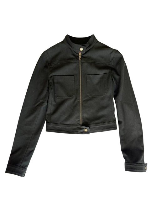 Prada black cropped moto jacket (sz 38)