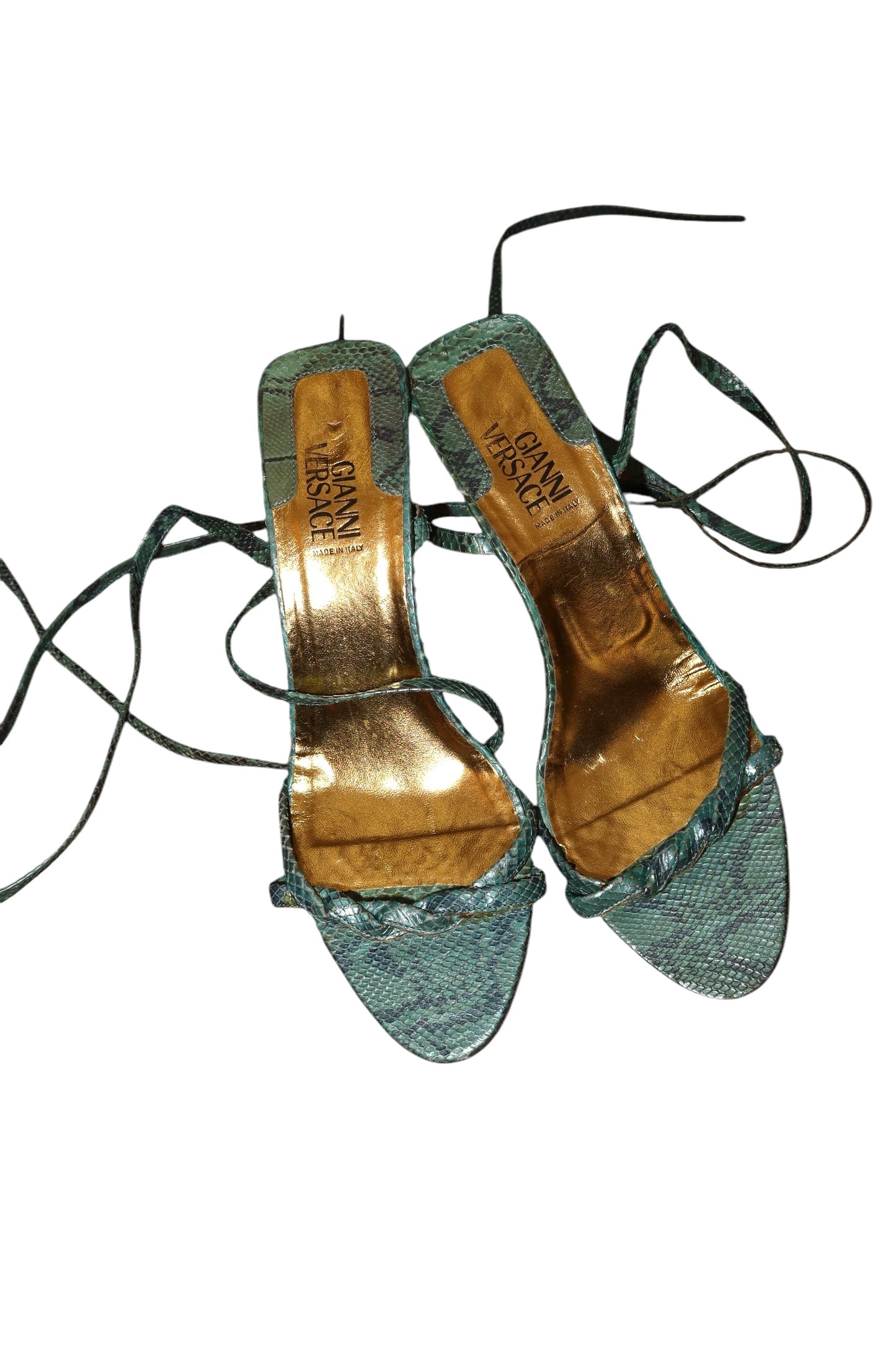 Gianni Versace blue python lace up heels (38)