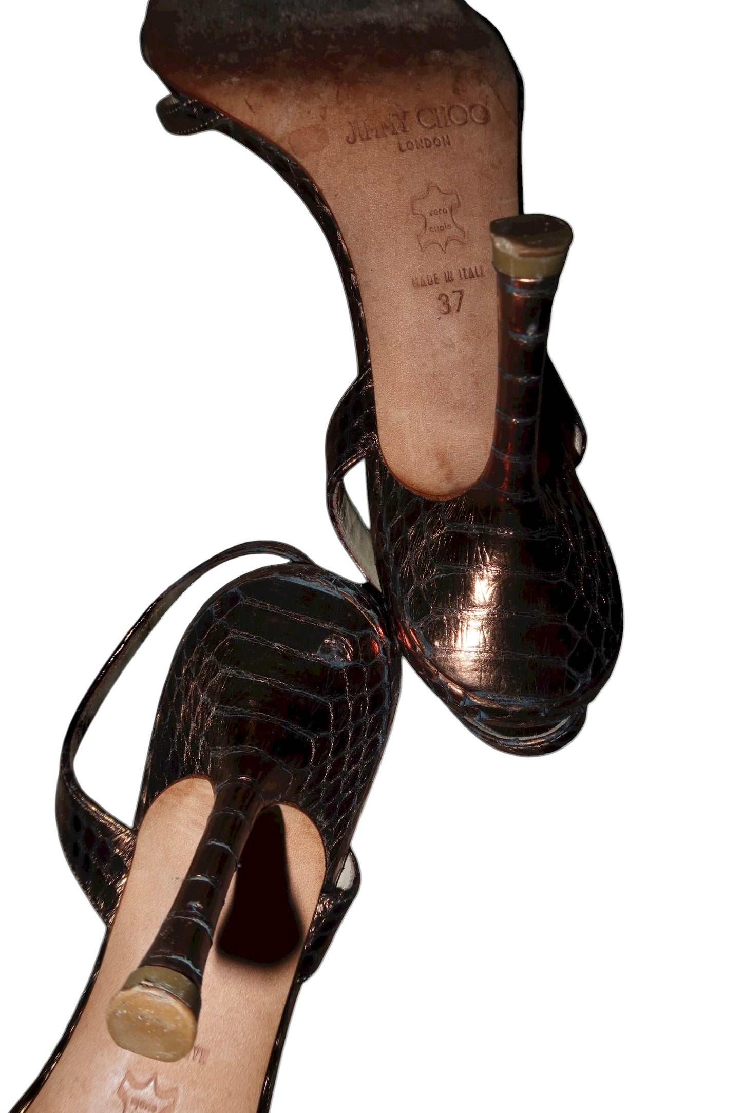 Jimmy Choo metallic bronze snakeskin heels (37)