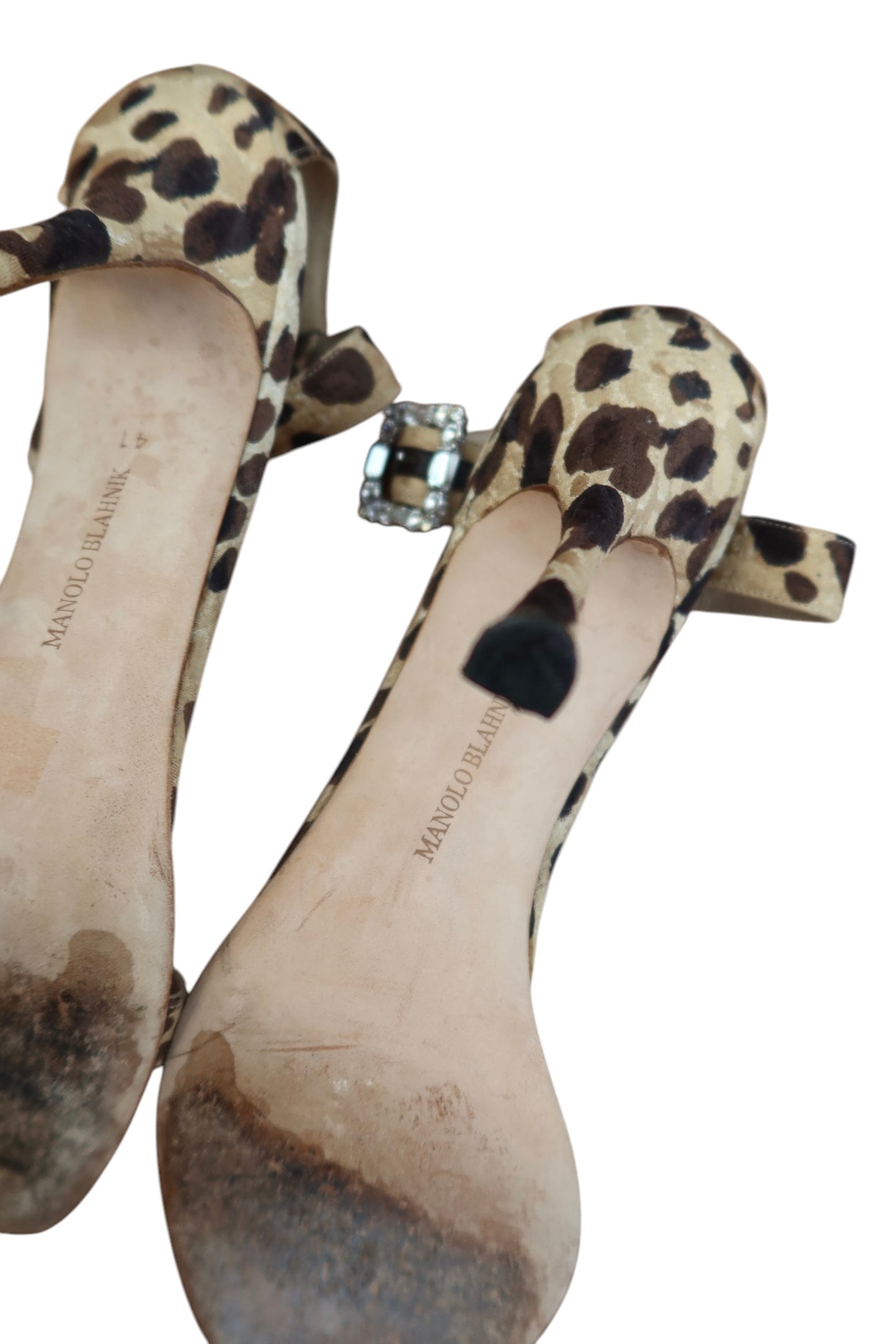 Manolo Blahnik Cheetah heels with embellished buckle (41)