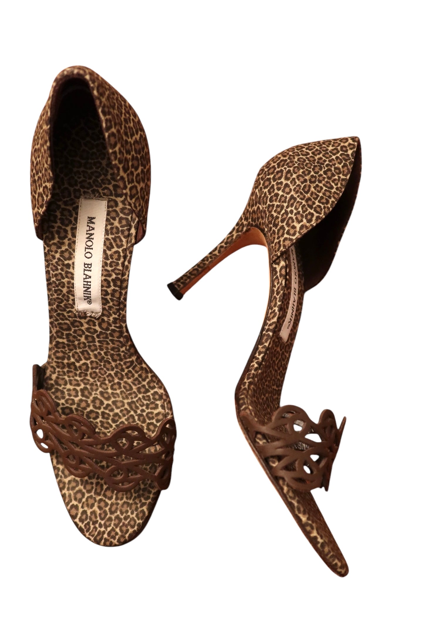 Manolo Blahnik leopard heels with laser cut detail (39)
