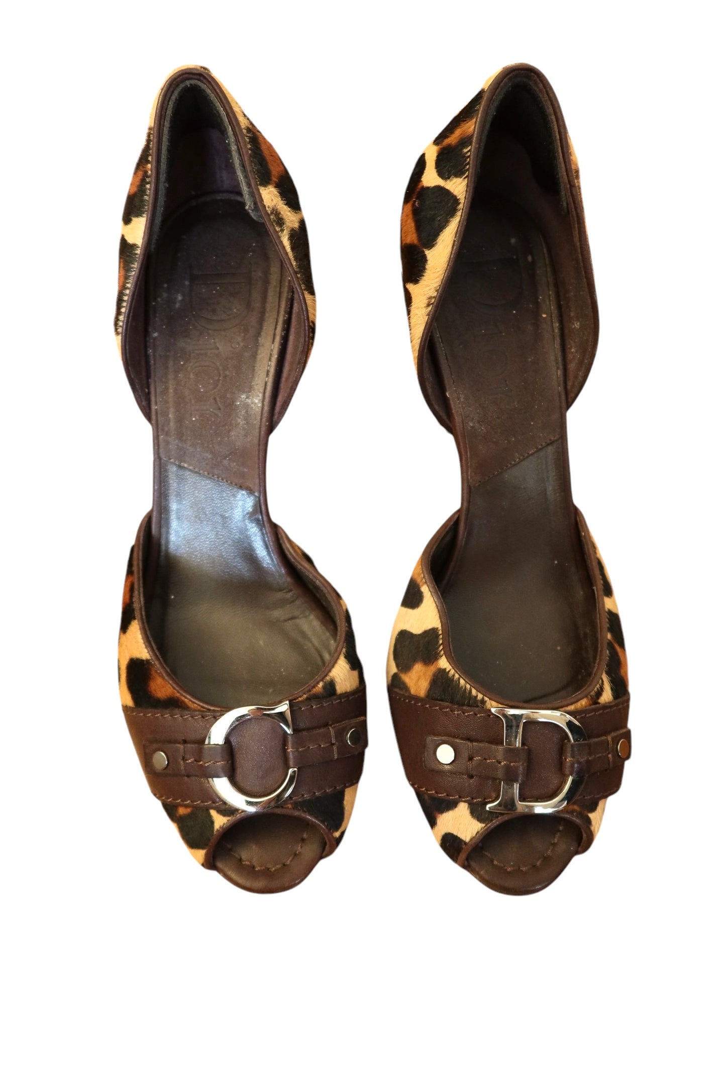 Dior leopard CD hardware peep toe heels (40)