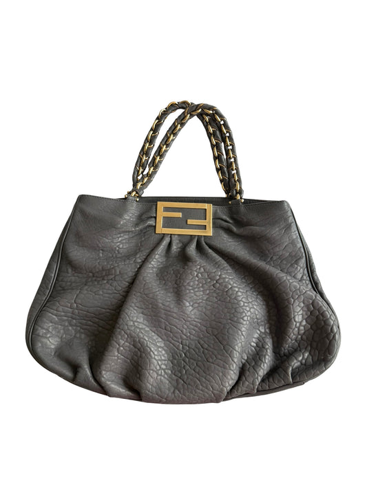 Fendi grey pebbled leather Mia tote bag
