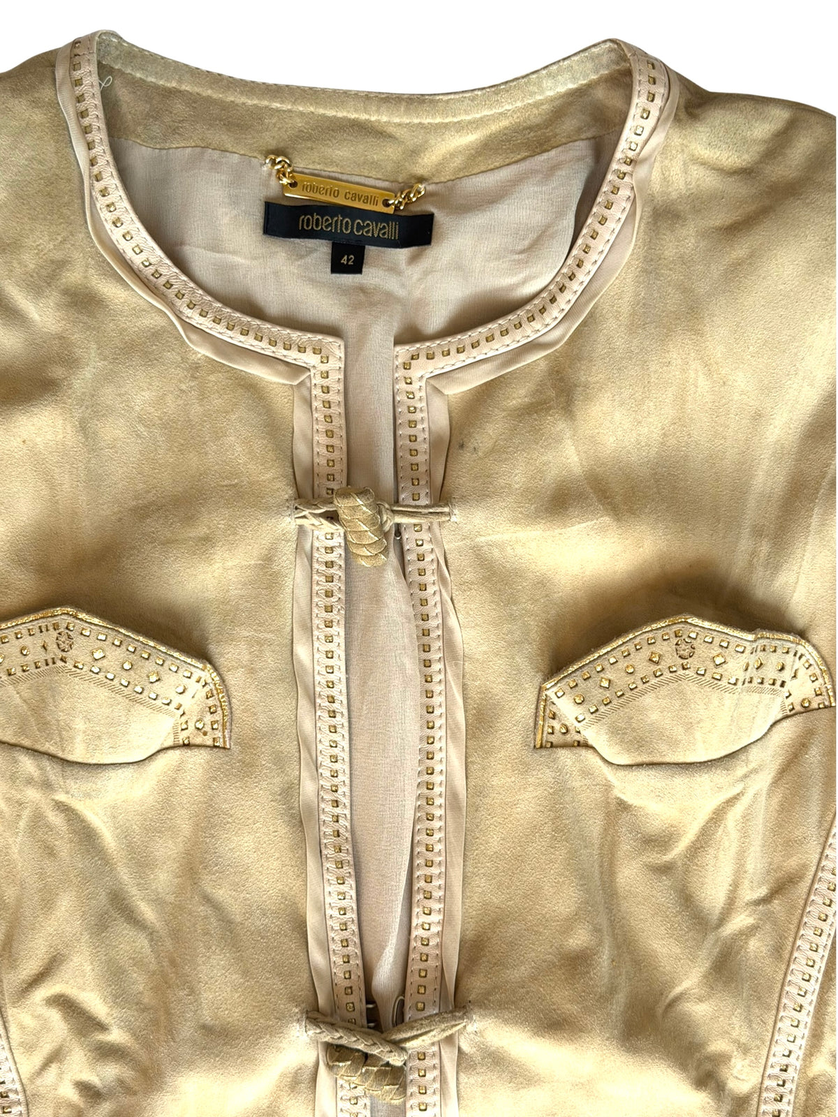 Roberto Cavalli camel suede jacket with fringes (42)