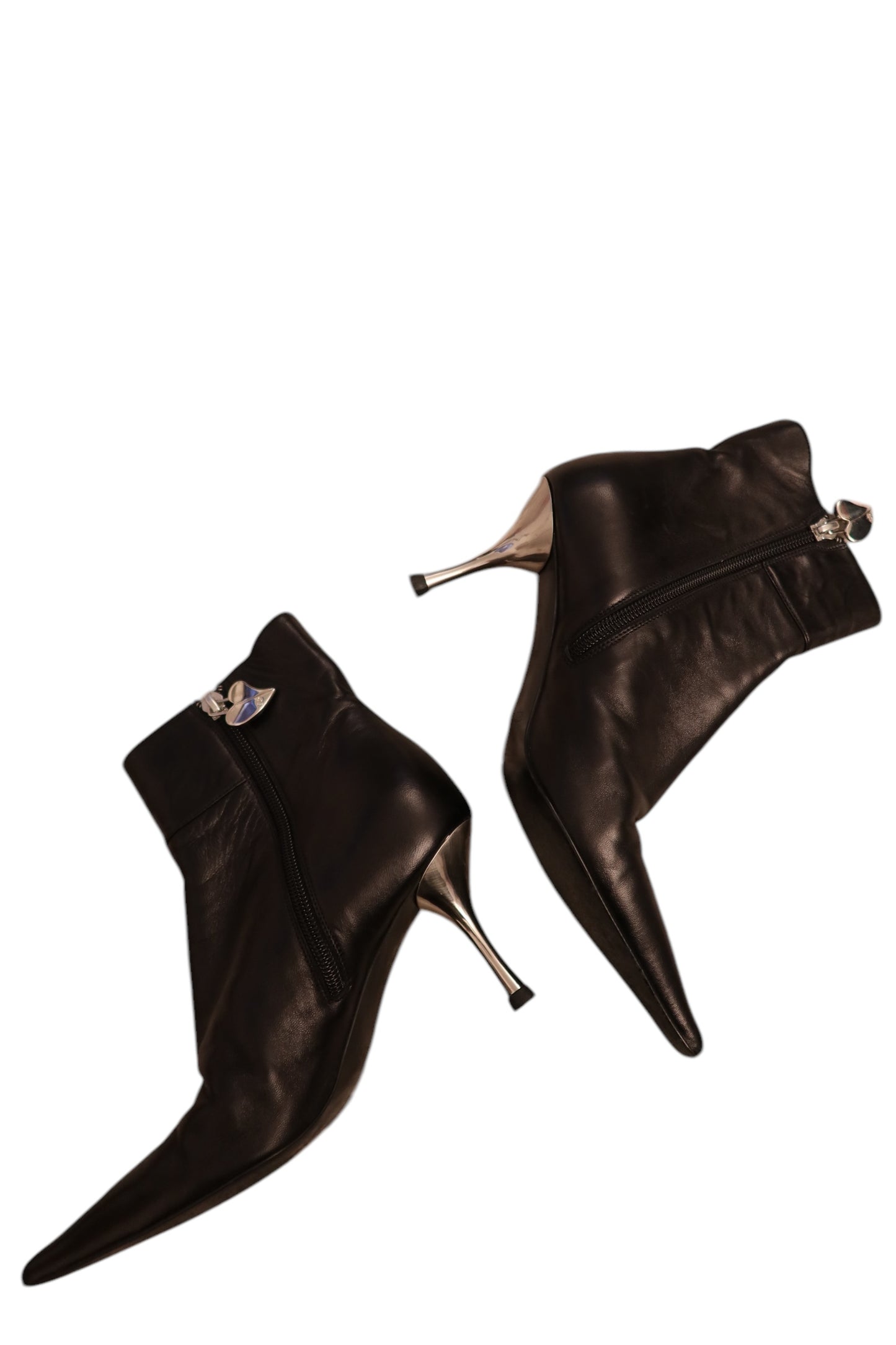 Escada black boots with silver logo hardware (35.5)