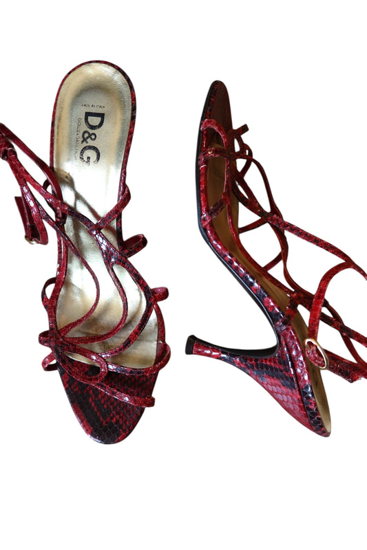 Dolce & Gabbana red snake strappy heels (39)