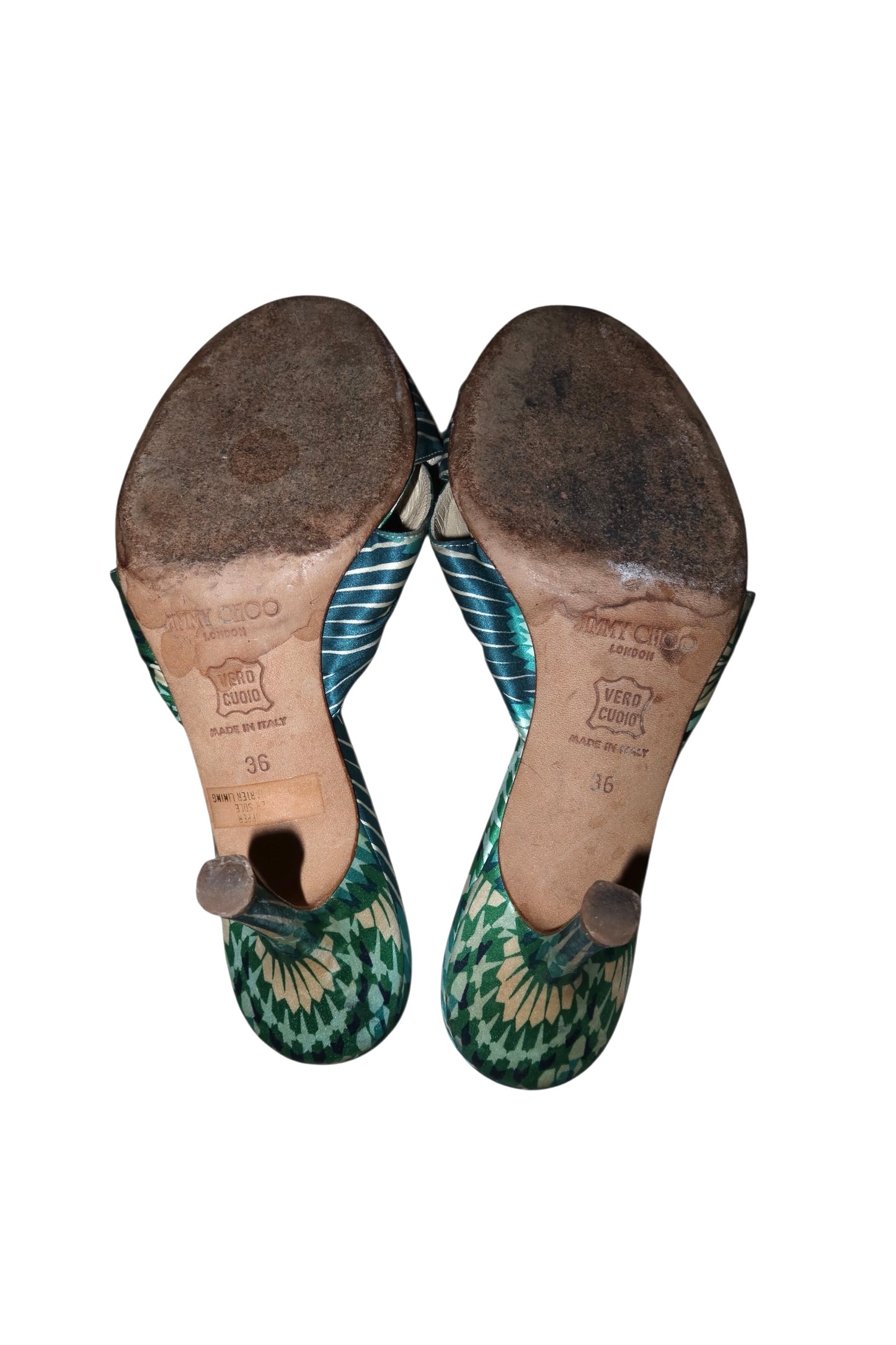 Jimmy Choo blue silk mules with turquoise stone (36)