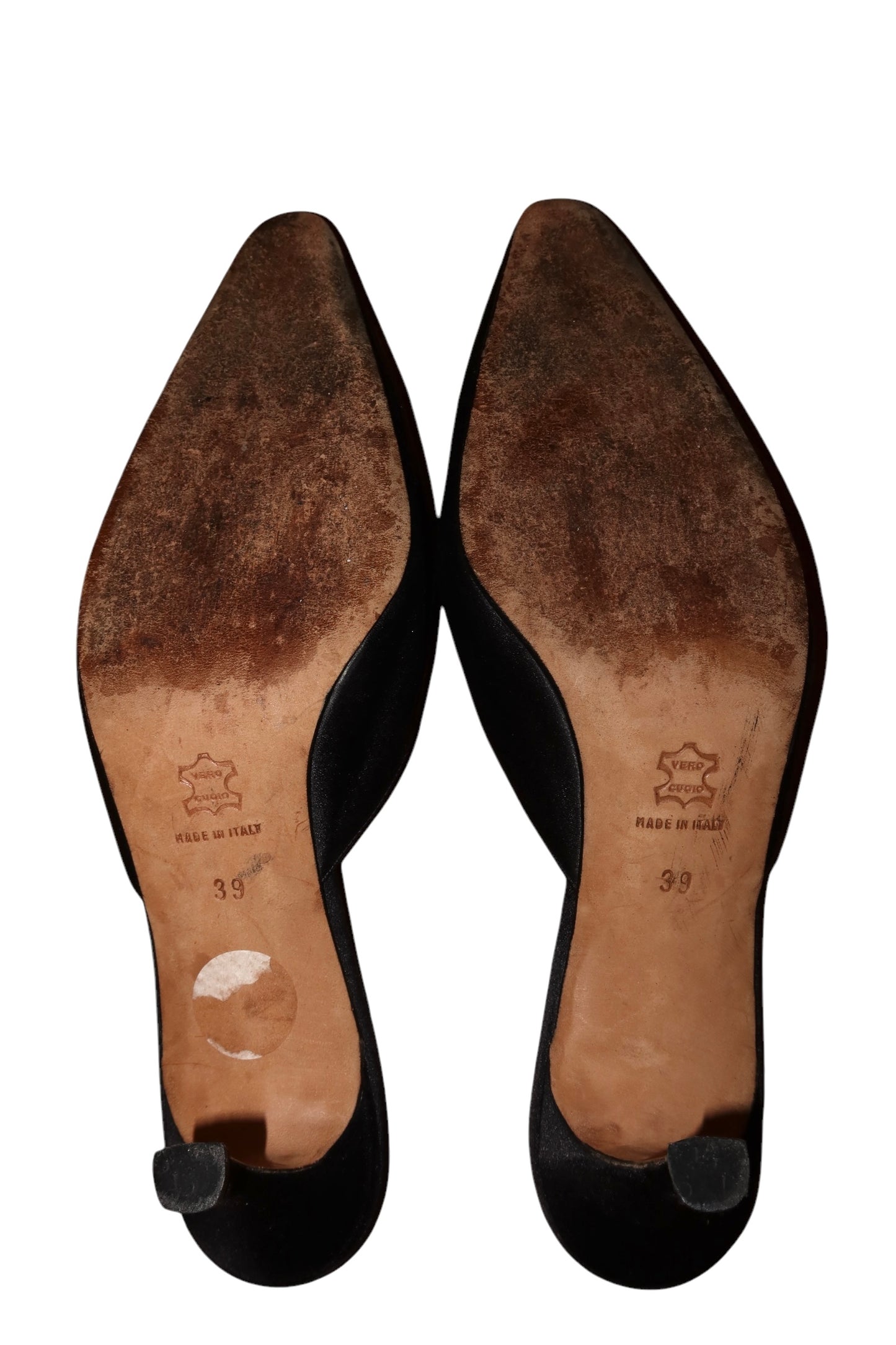 Manolo Blahnik black satin mules with flower details (39)