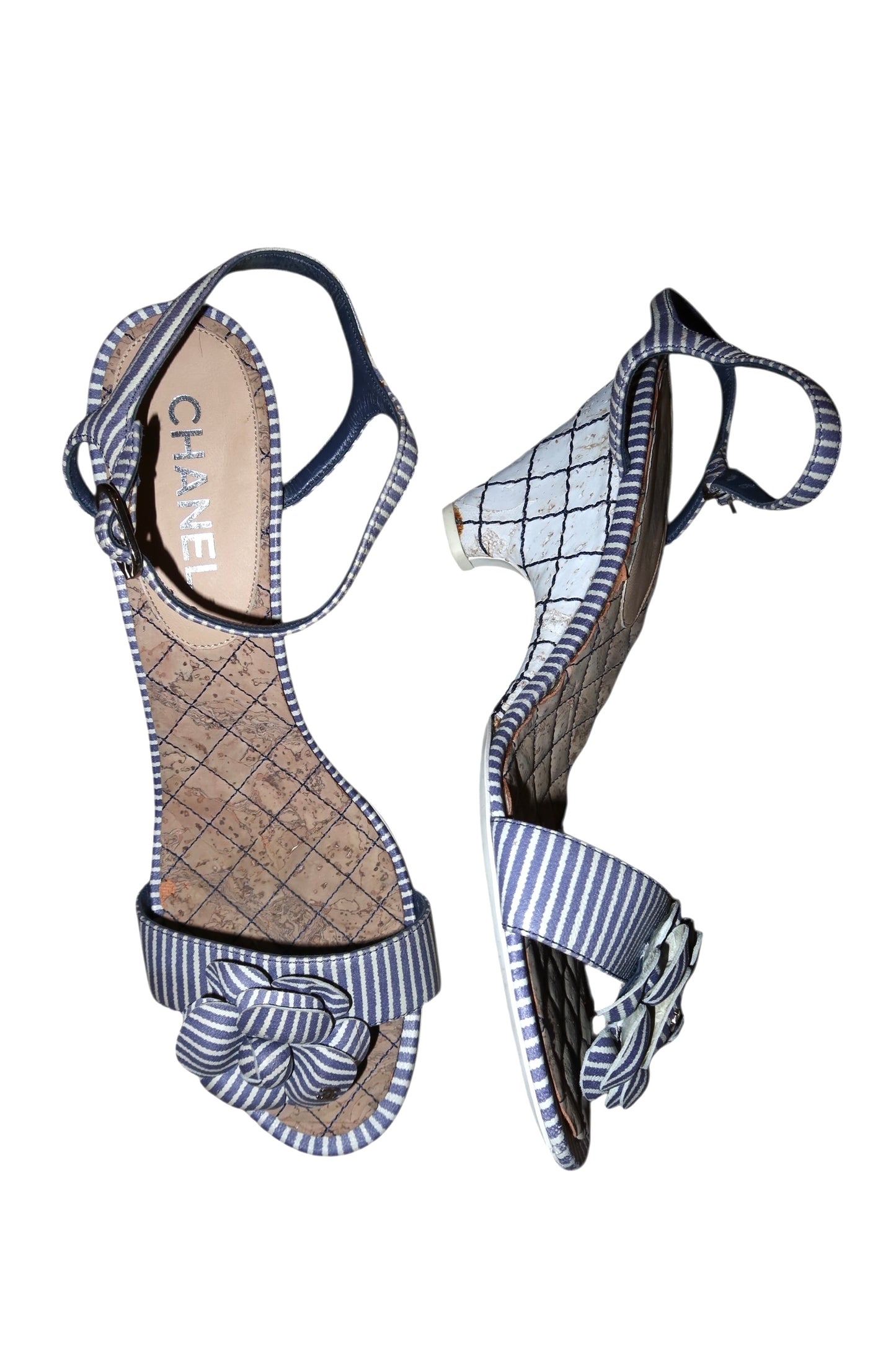 Chanel blue and white striped wedges (41.5)