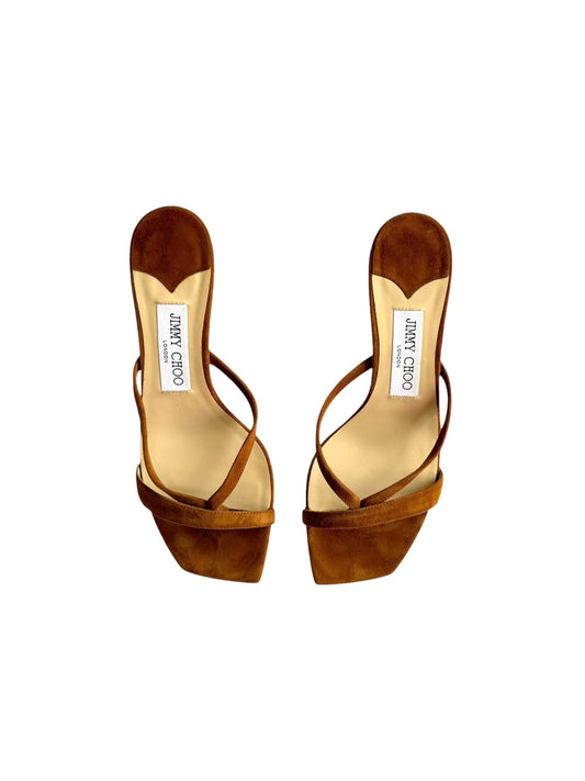 Jimmy Choo camel suede flip flop heels (36.5)
