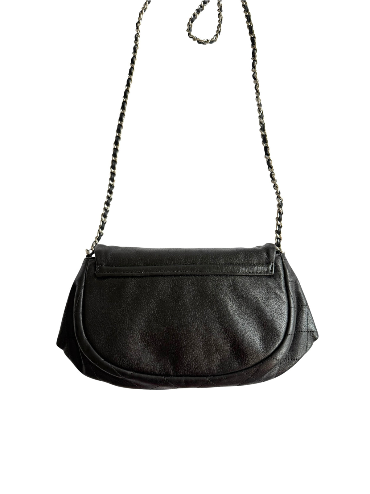 Chanel black CC caviar half moon wallet on chain bag