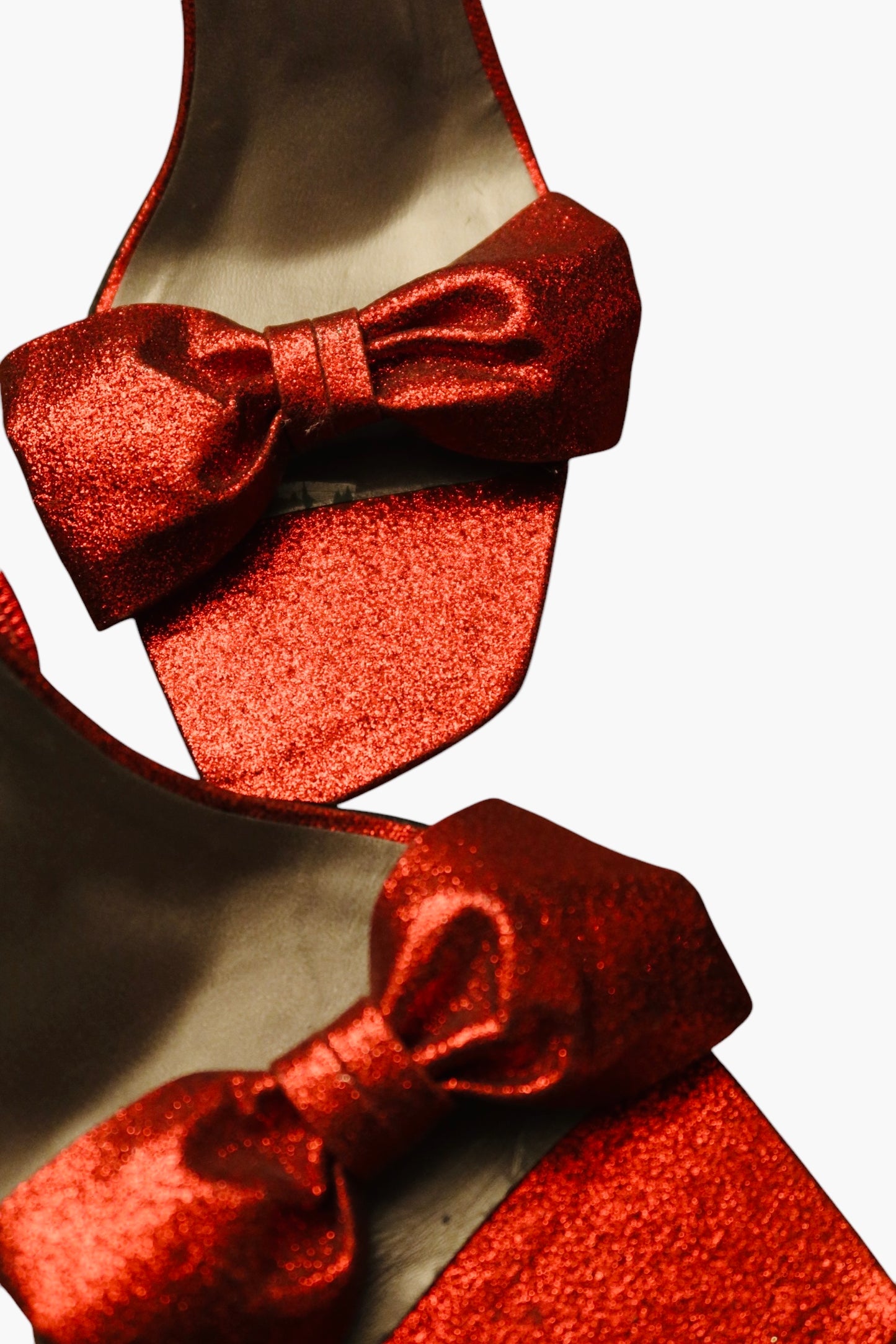 Moschino red glitter heels with bows (38.5)