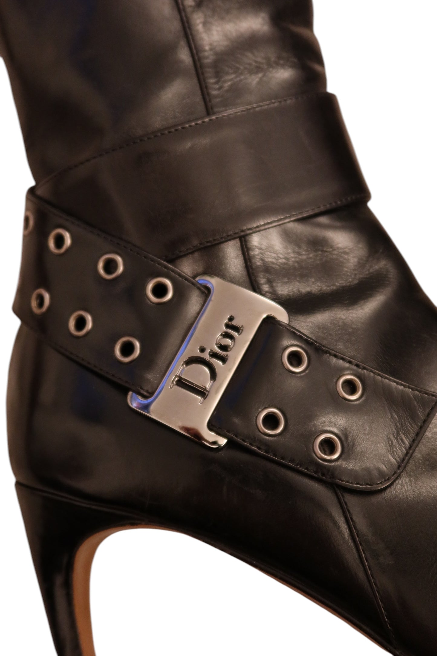 Dior black 2004 boots with silver buckle (35.5)