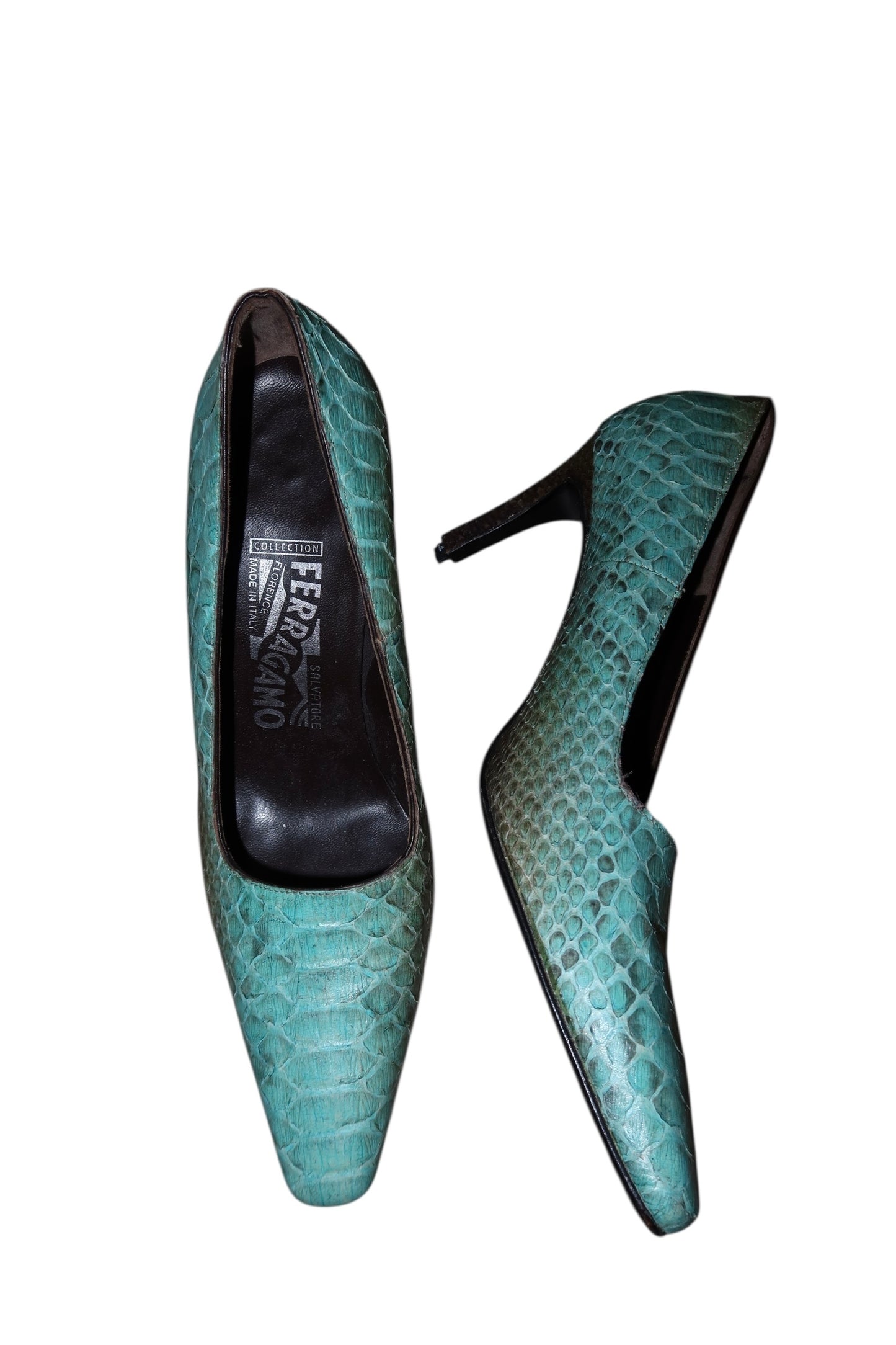Ferragamo blue python heels (7)