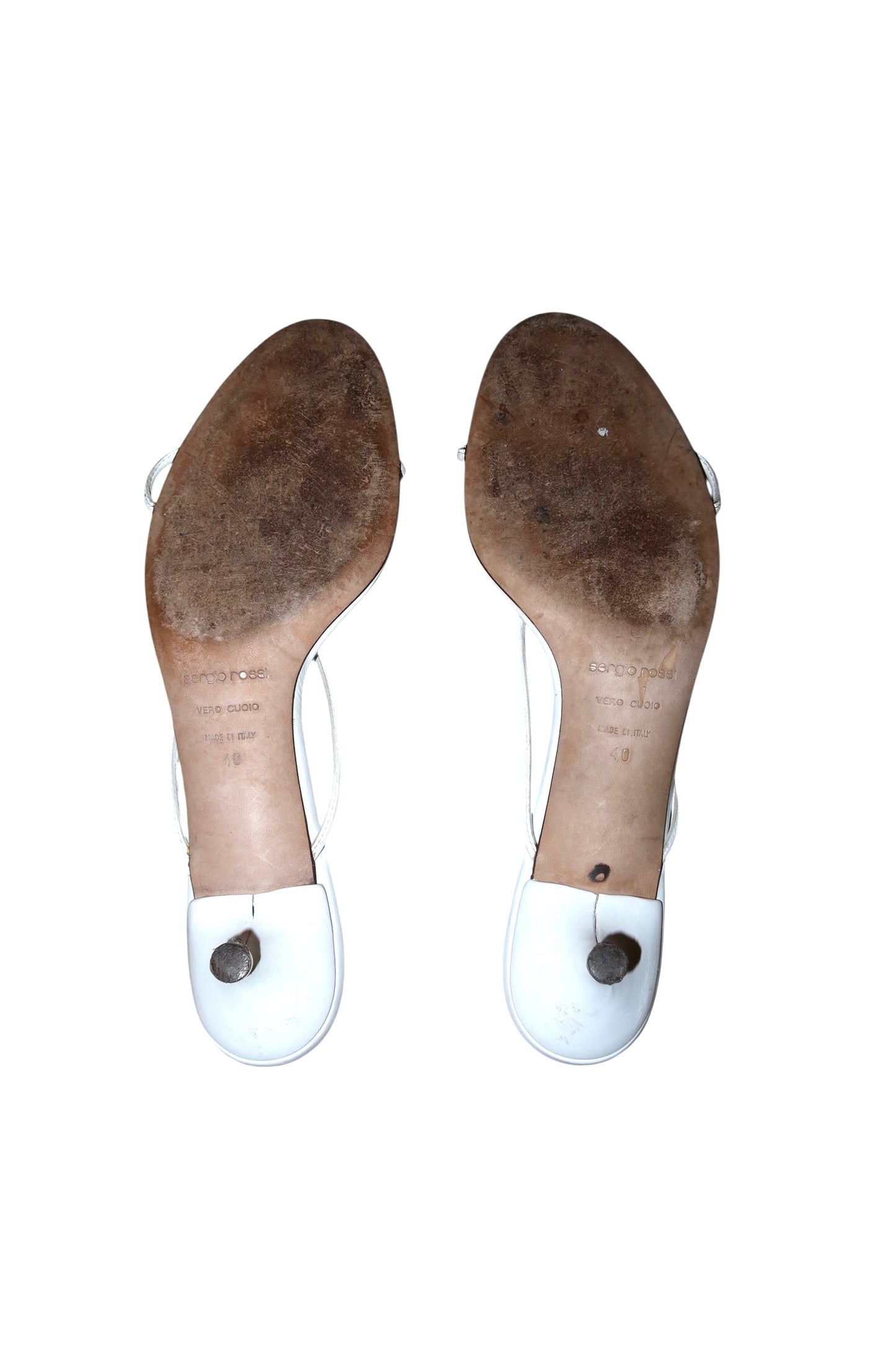 Sergio Rossi white sandals with gold ball details (40)