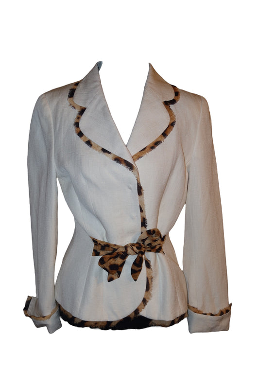 Escada beige blazer with leopard details