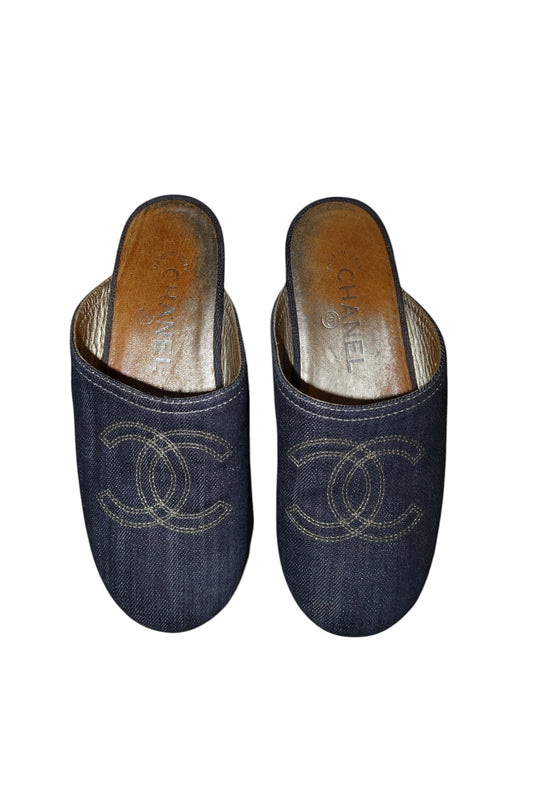 Chanel denim CC clogs (35)