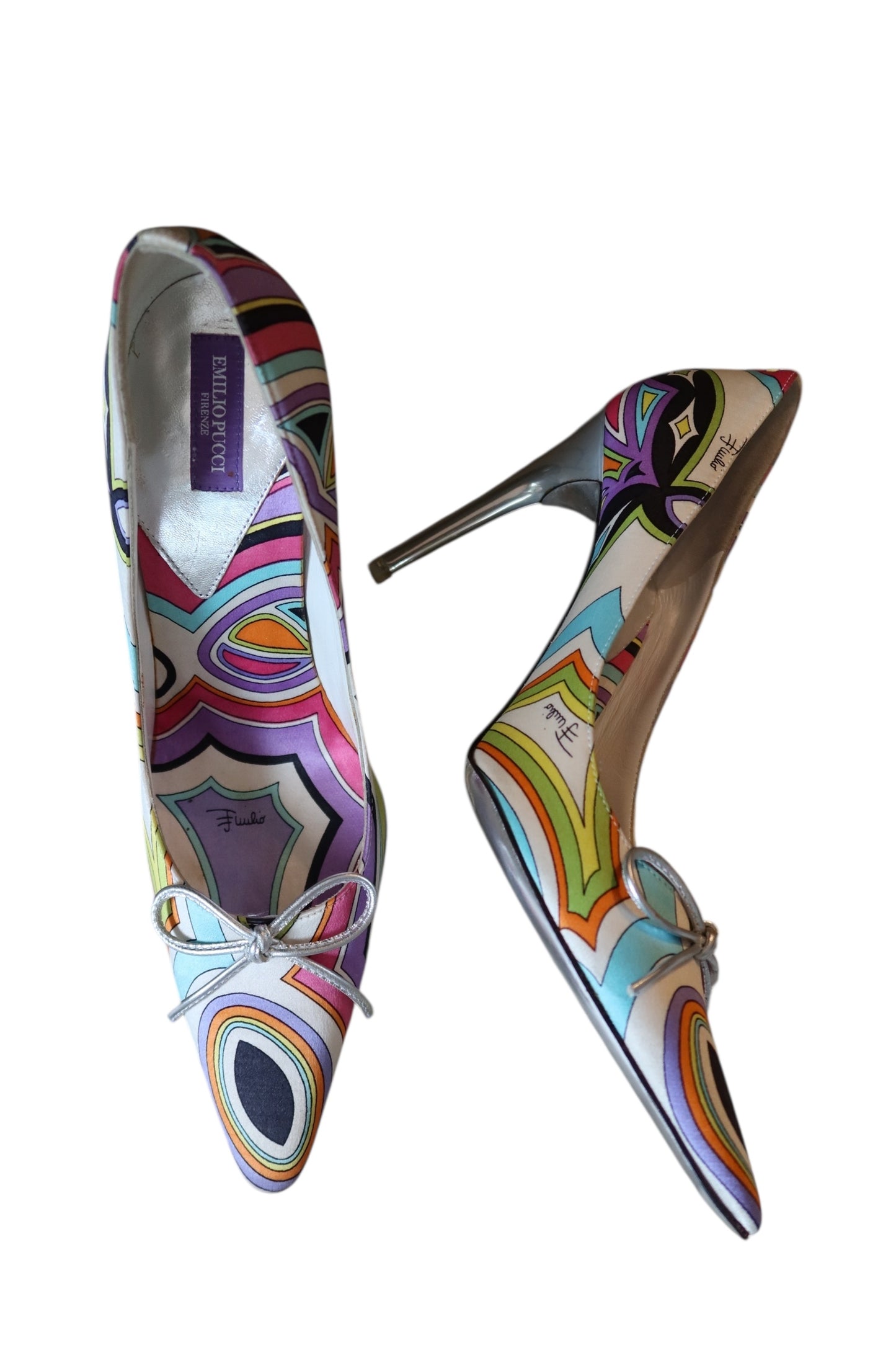 Emilio Pucci multi color satin heels (36.5)