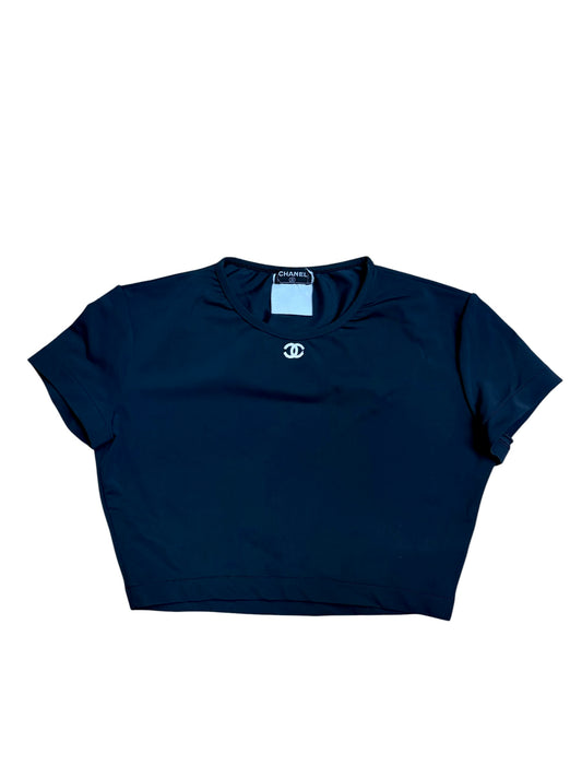 Chanel 1995 CC black cropped top