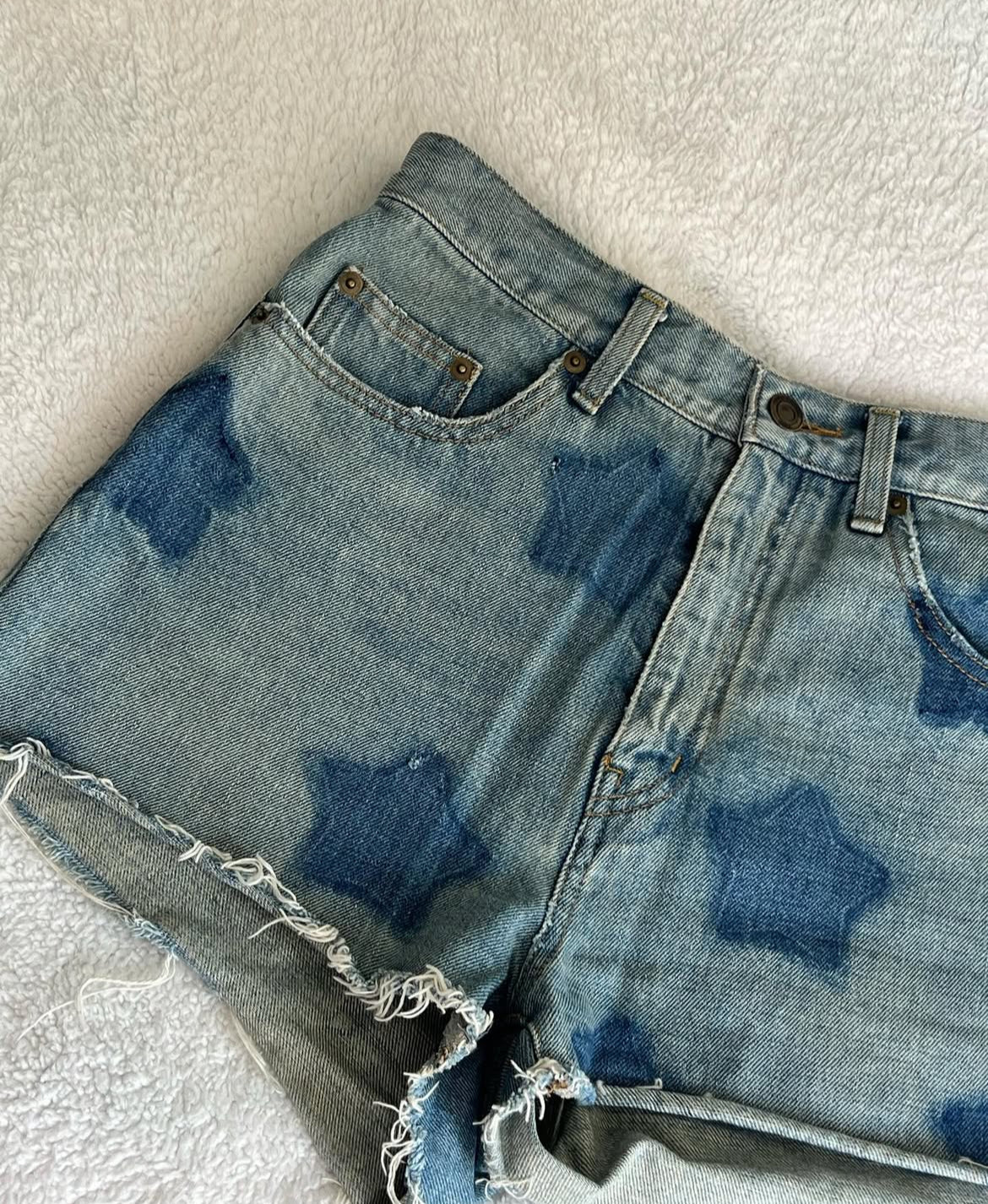 Saint Laurent mini denim shorts with stars size 29