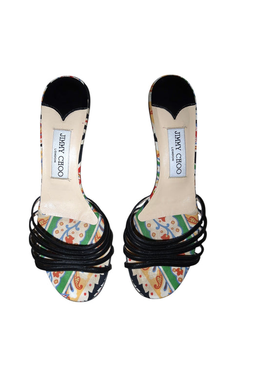 Jimmy Choo black strappy kitten heels (38)