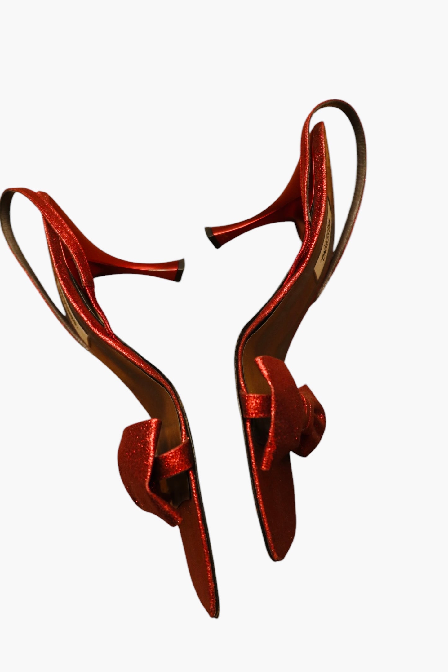 Moschino red glitter heels with bows (38.5)