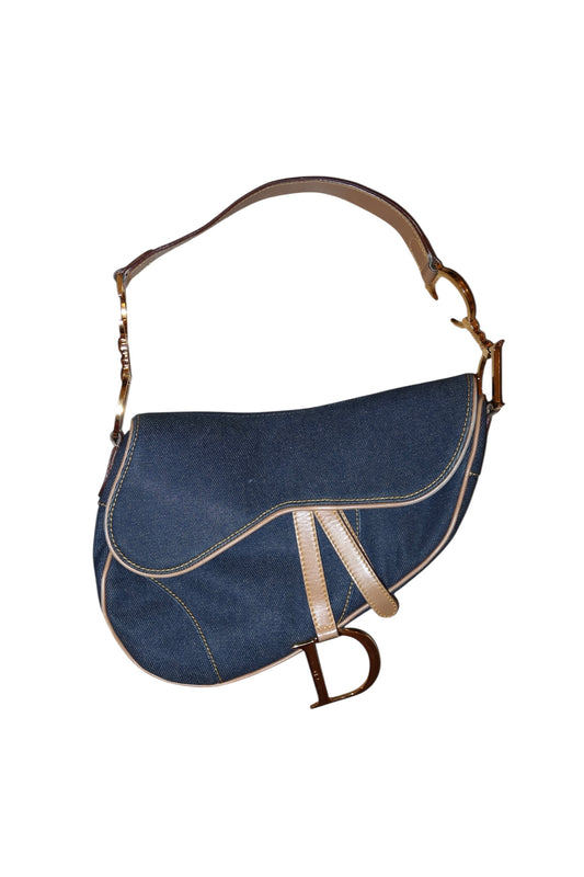 Dior denim saddle bag with gold hardware