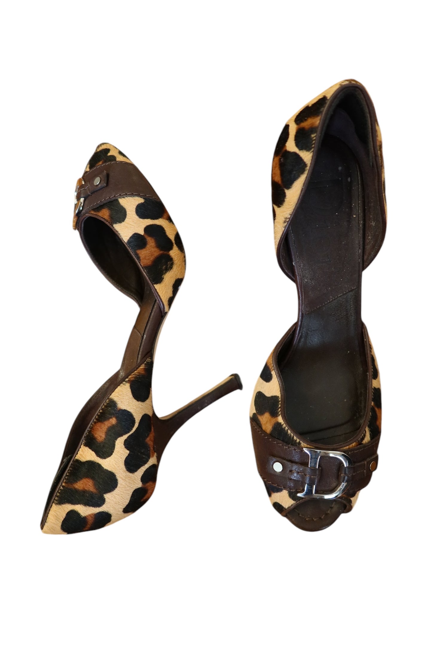 Dior leopard CD hardware peep toe heels (40)