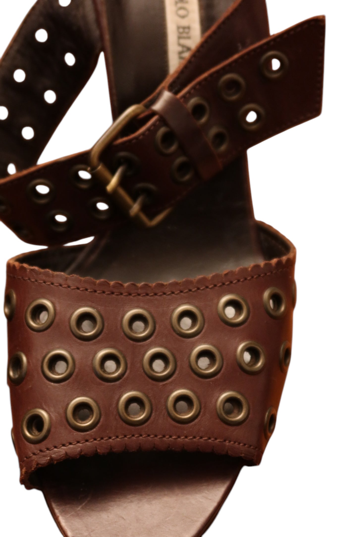 Manolo Blahnik brown grommet heels size 40.5