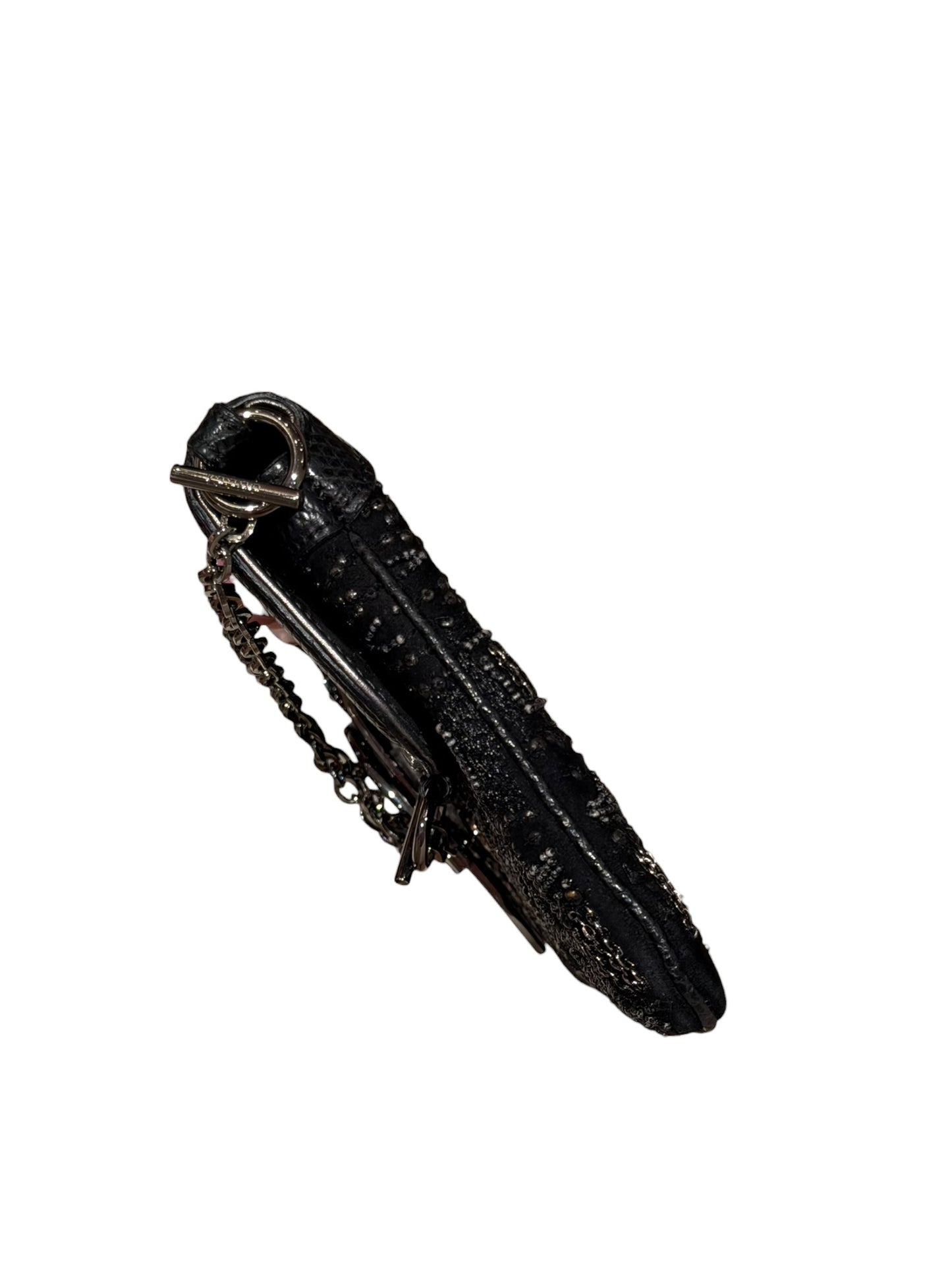 Gucci limited edition black beaded silver belt buckle clutch