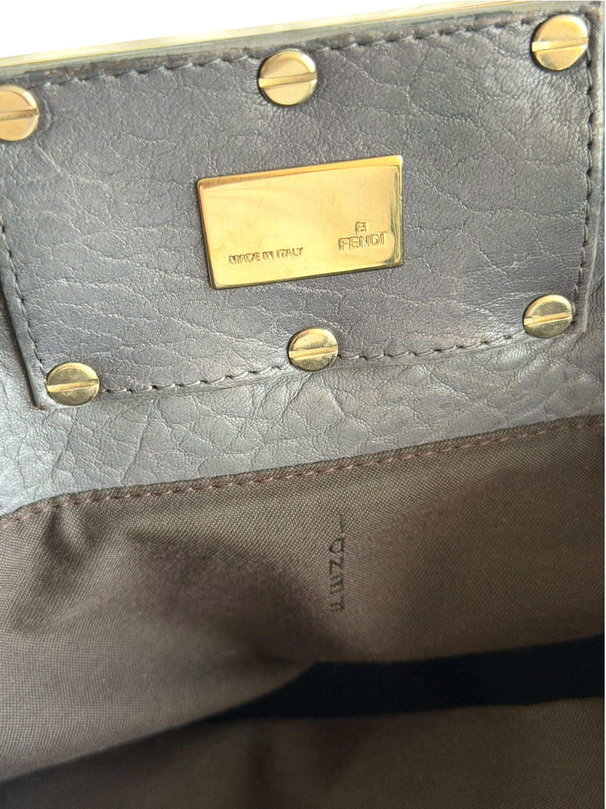 Fendi grey pebbled leather Mia tote bag