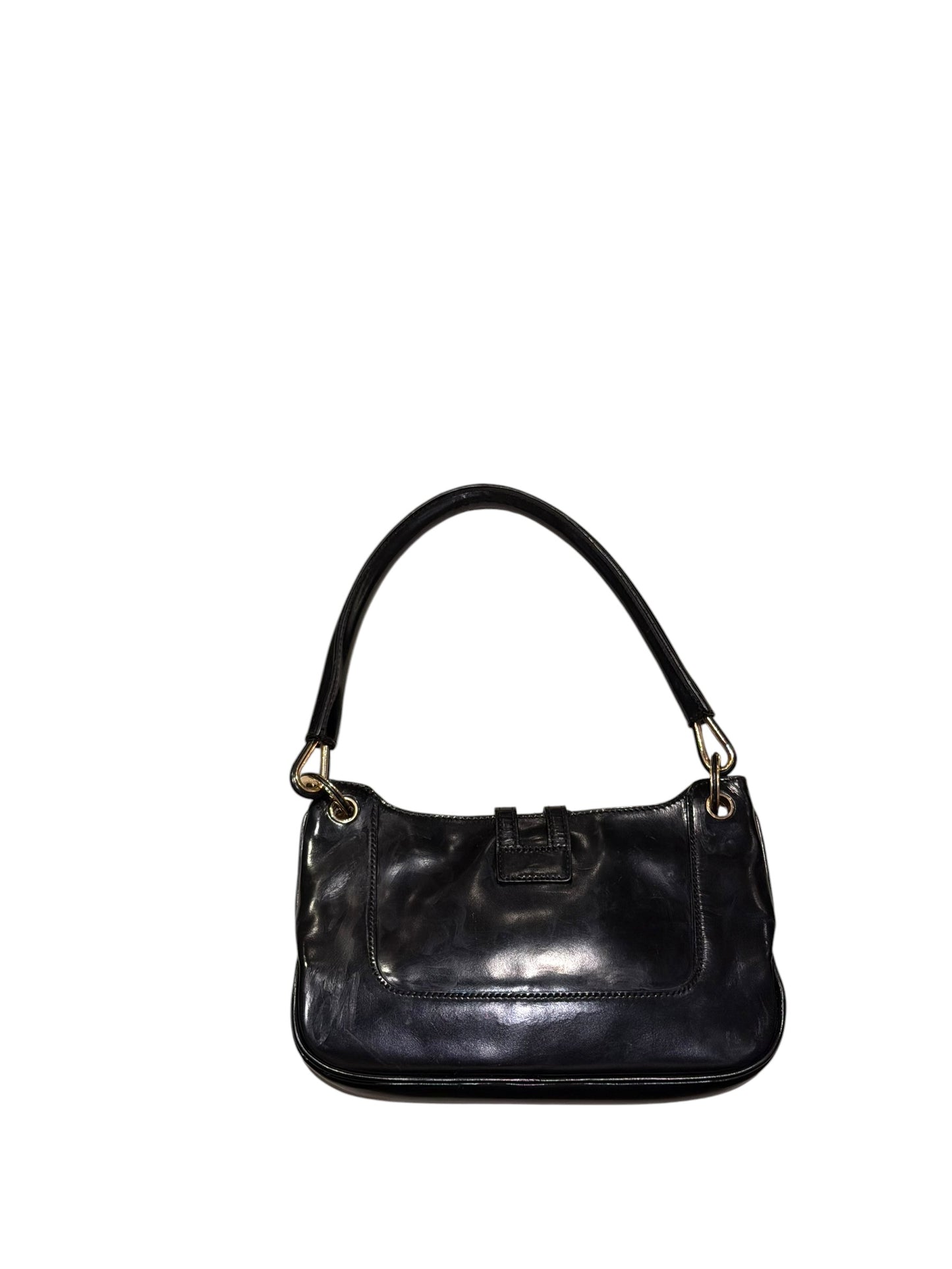 Gucci piston closure jackie mini black patent leather bag