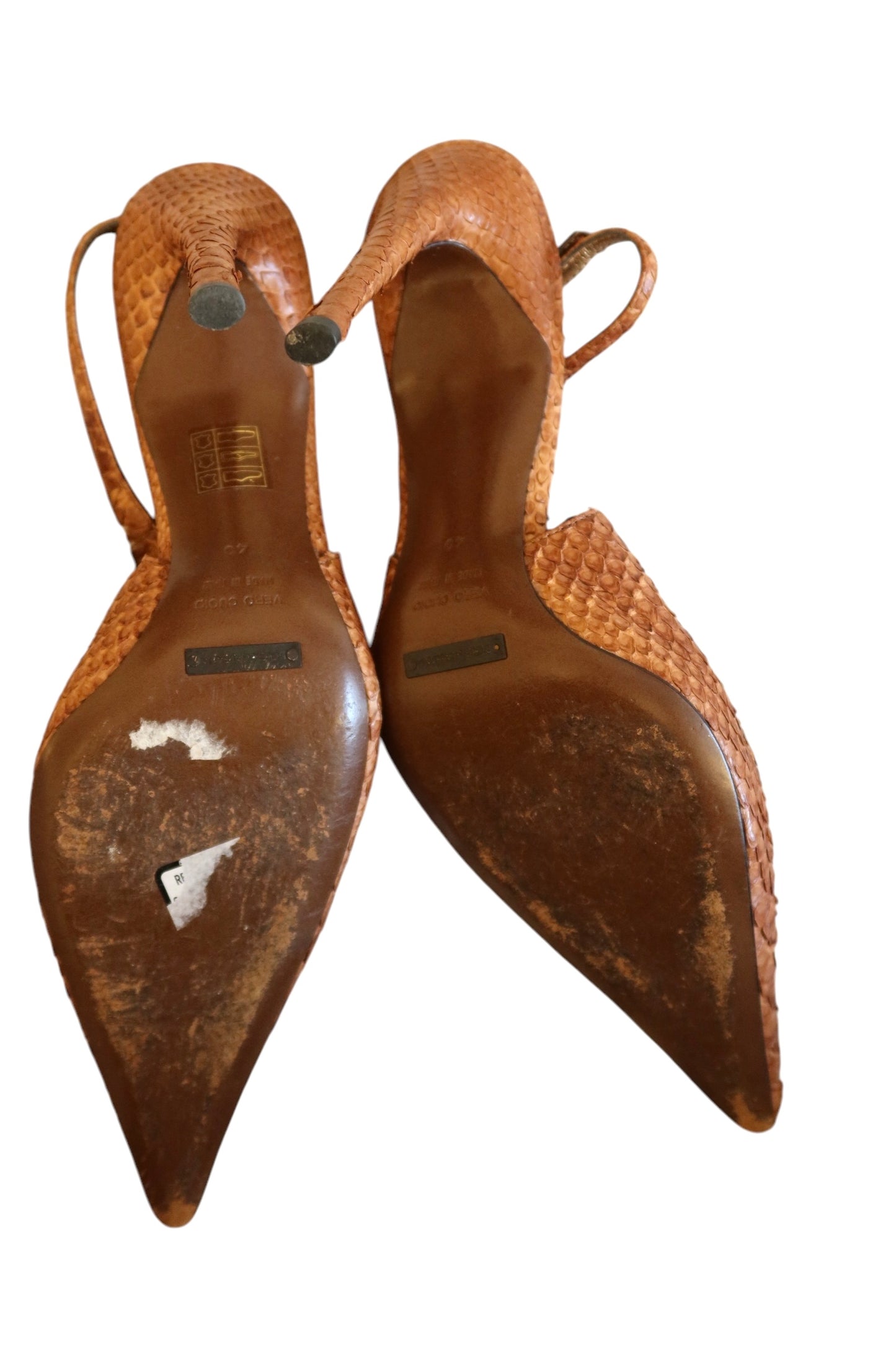 Dolce & Gabbana light brown snake slingback heels (40)
