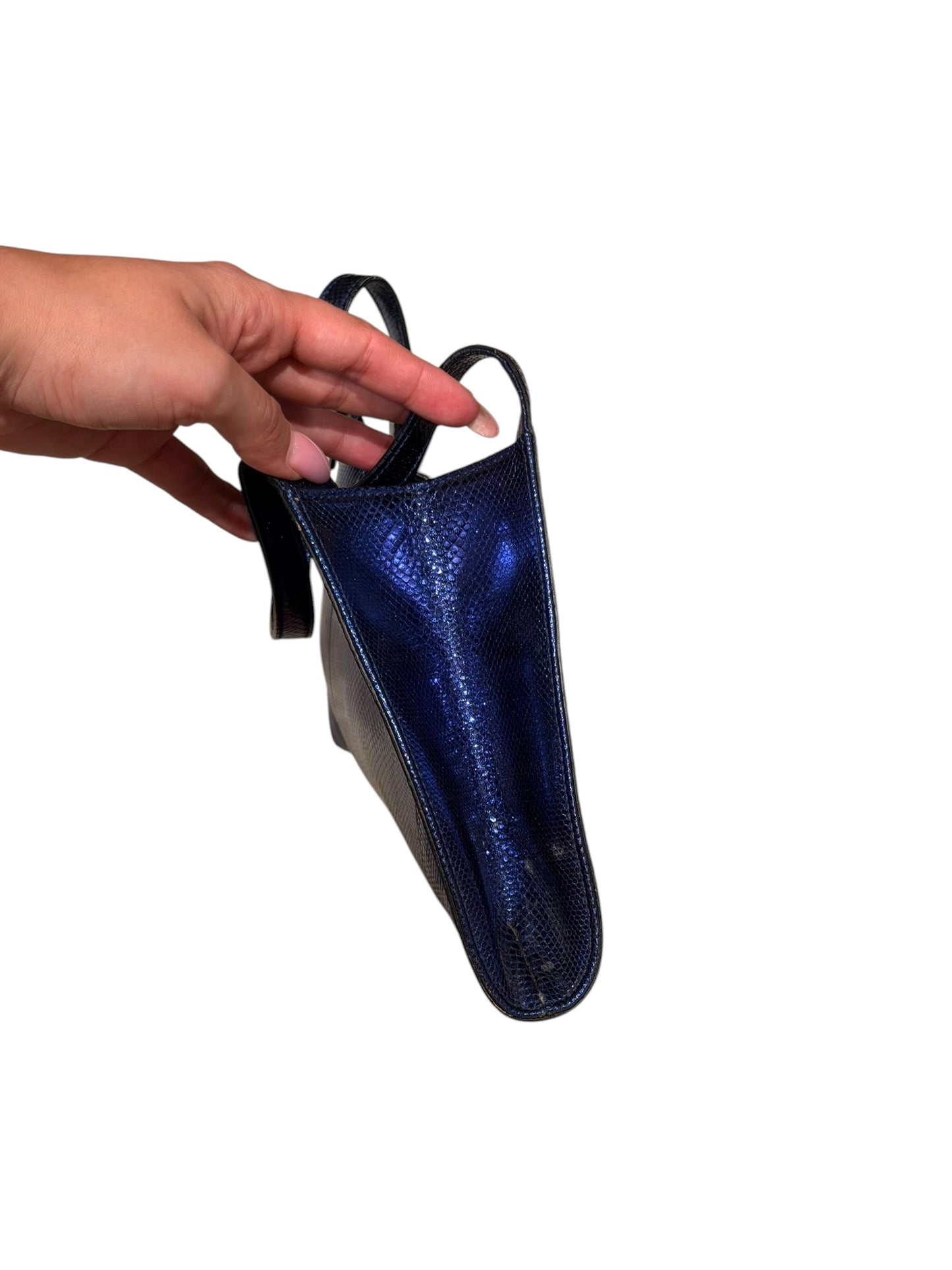 Gucci metallic blue snakeskin bag