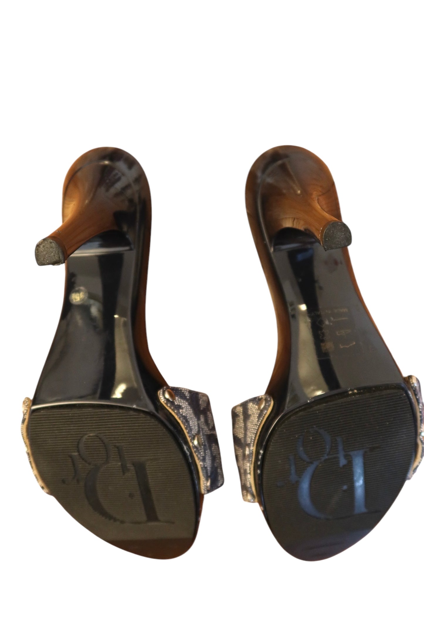 Dior blue canvas monogram CD buckle heels (35.5)