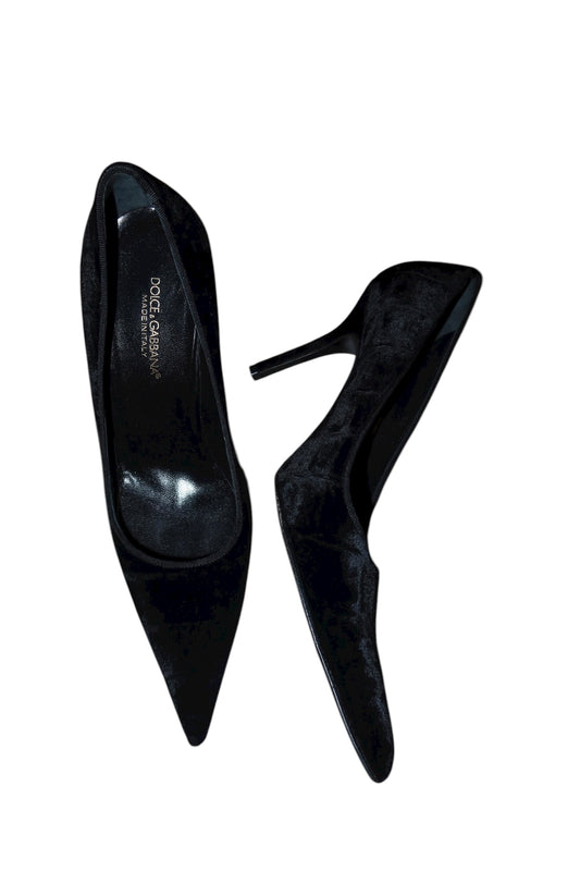 Dolce & Gabbana black velvet heels (39)