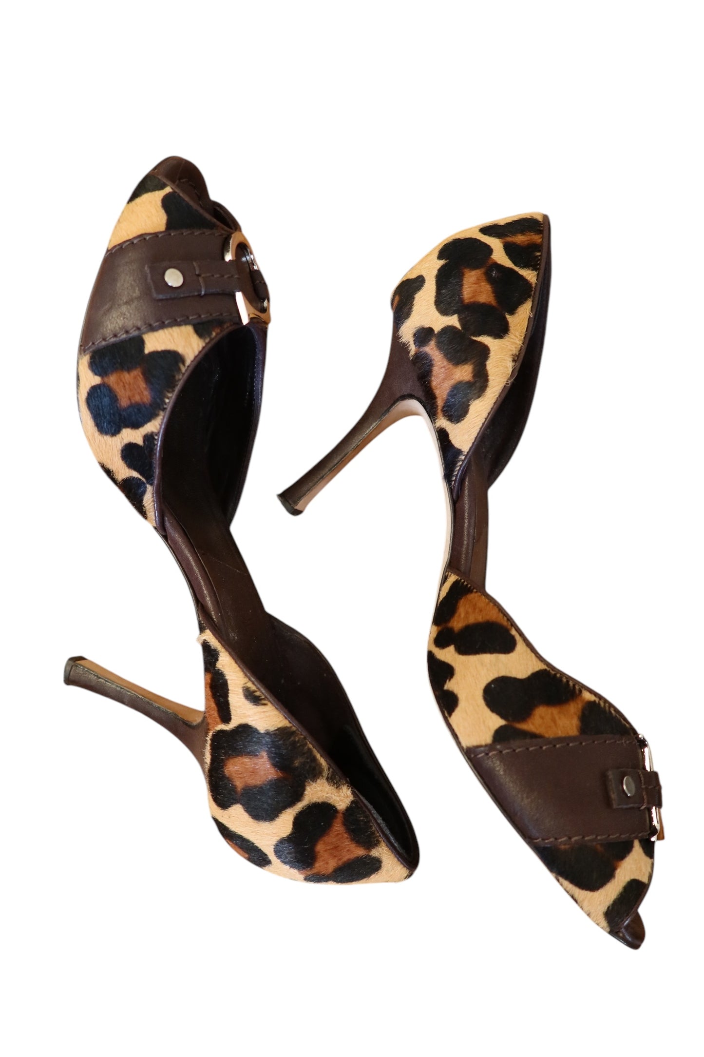 Dior leopard CD hardware peep toe heels (40)
